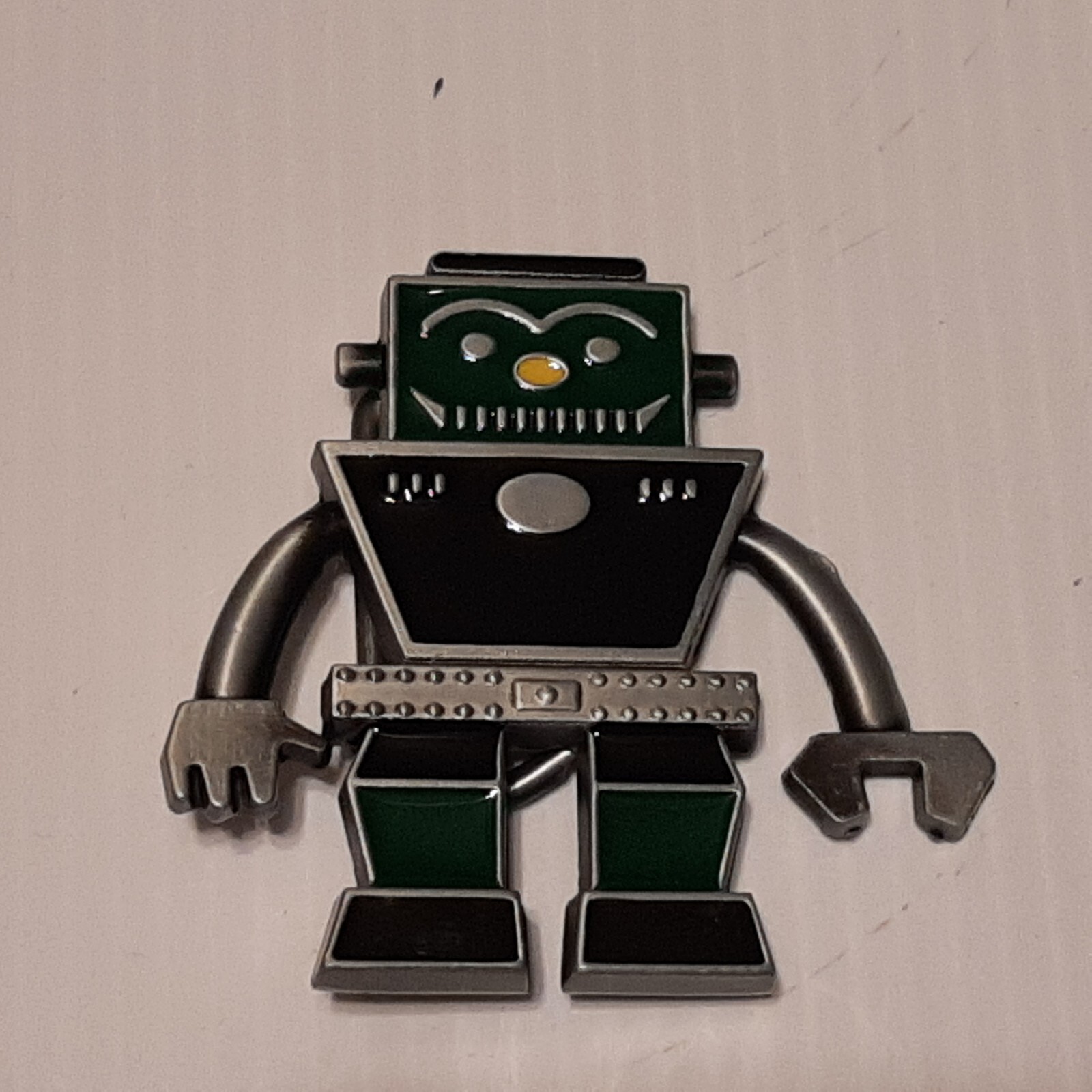 GREEN & SILVER ROBOT Metal Belt Buckle