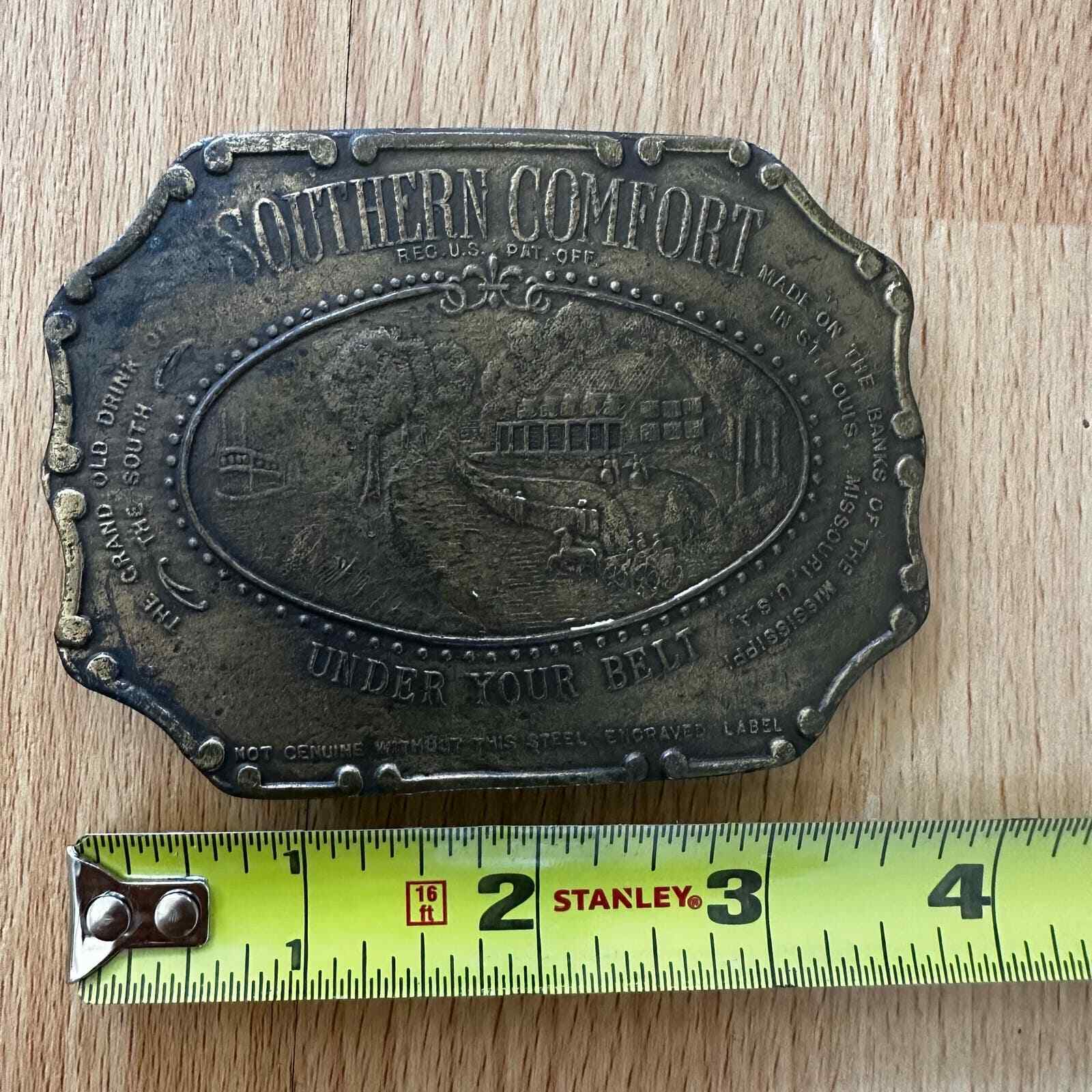 Vintage Aged Heavy Large 1970s Southern Comfort Whiskey Liquor Belt Buckle