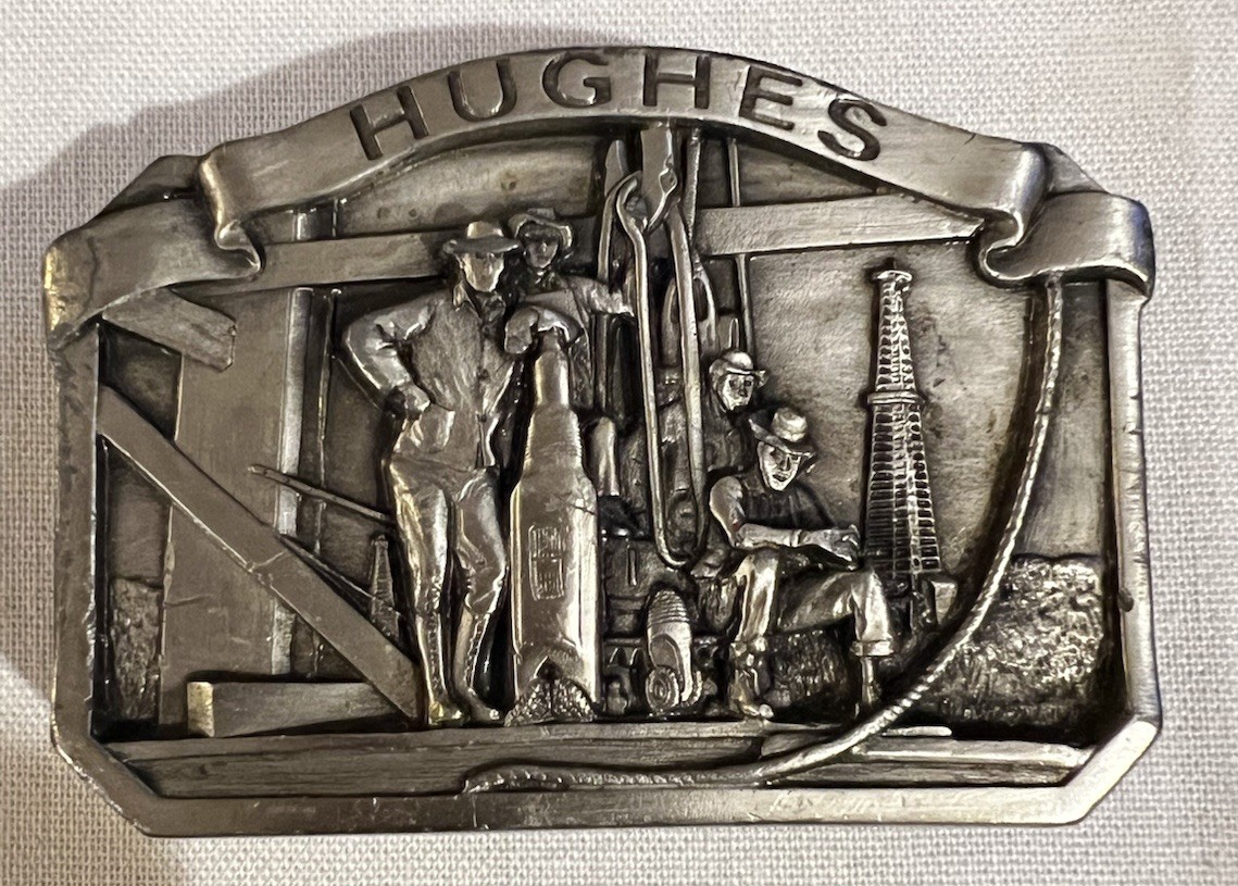 HUGHES TOOL COMPANY OIL DRILLING PEWTER BELT BUCKLE