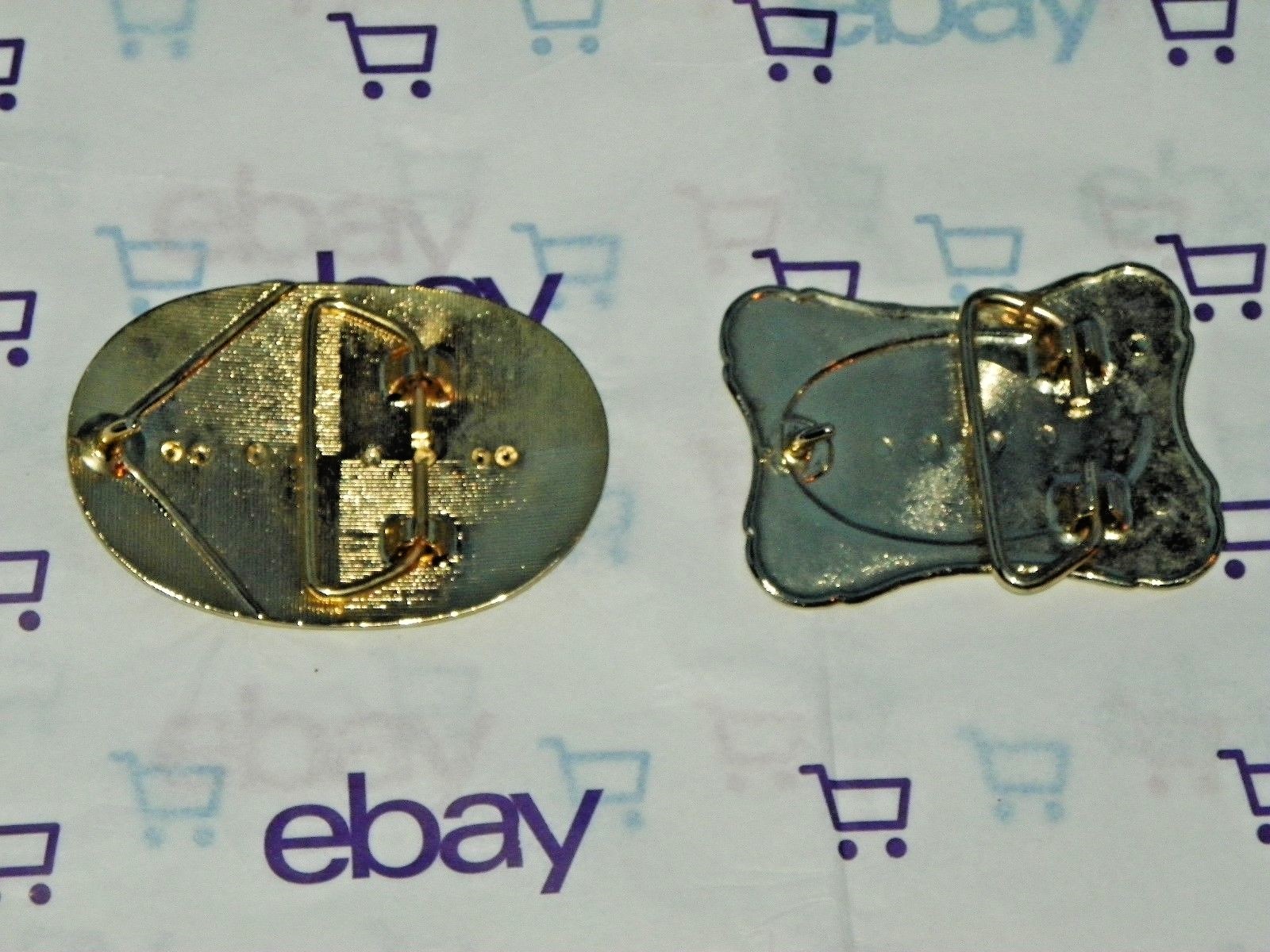 YOUTH WESTERN BELT BUCKLES METAL ONE GOLD TONE ONE SLIVER AND BLACK (2) L@@K