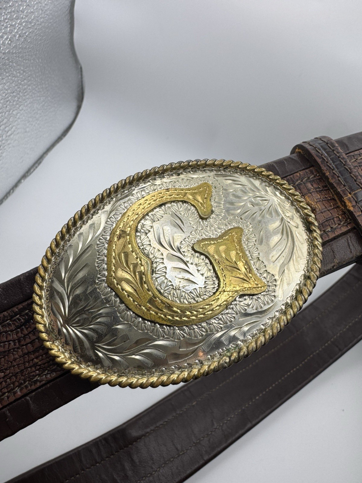 Vintage Silversmith Collection Western Belt Initial “G” Cowboy Size 33 Handmade