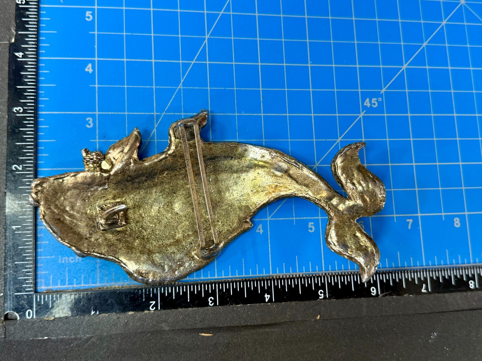 Japanese Koi Fish Symbol Luck Prosperity Good Fortune Huge Figural Belt Buckle