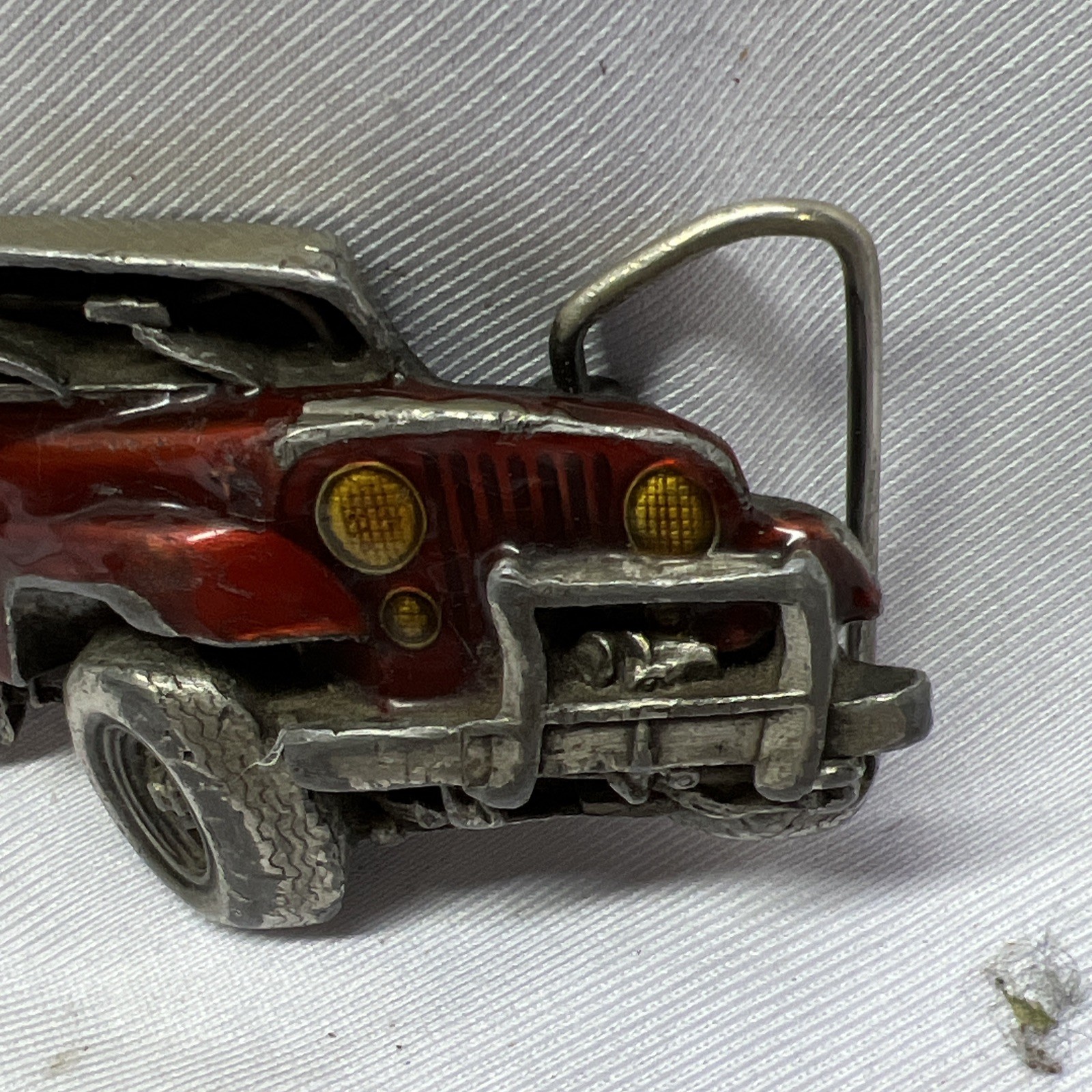 Vintage JEEP Bergamot Brass Works Men’s 3-D Folk Art Belt Buckle 1978 Painted A9