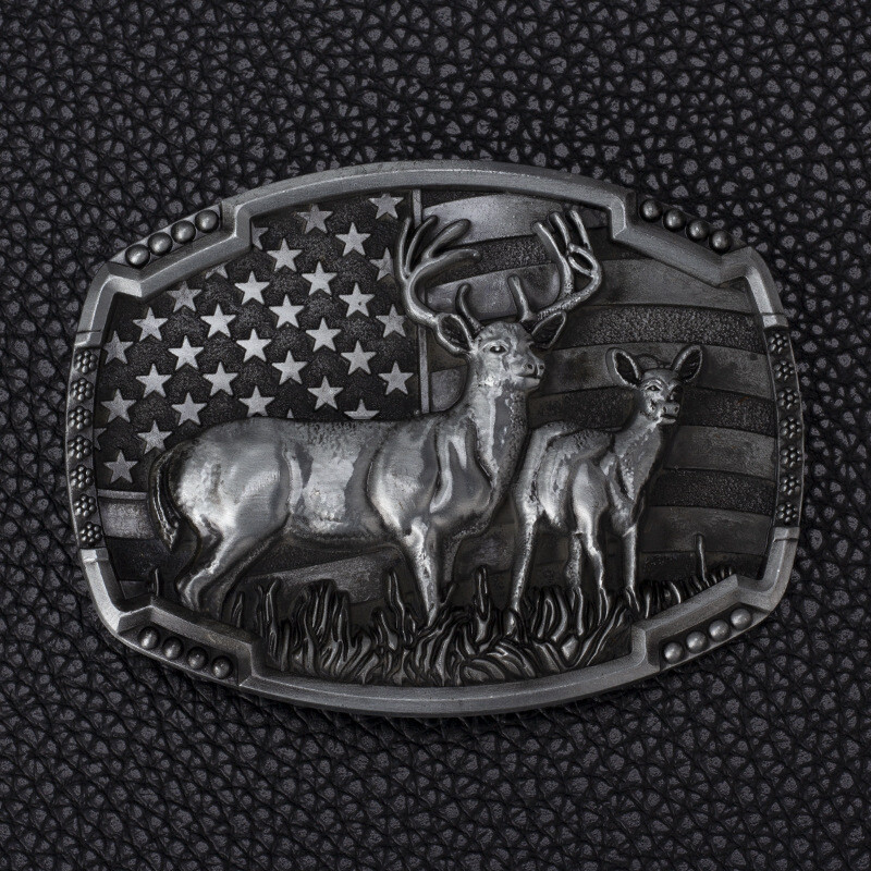 Deer leather buckle Western cowboy motorcycle riding belt buckle