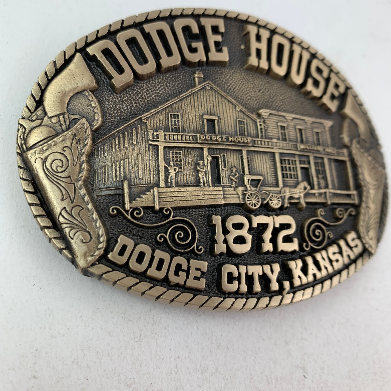 Dodge House Kansas 1872 Belt Buckle Bronze Tone Western Limited Edition