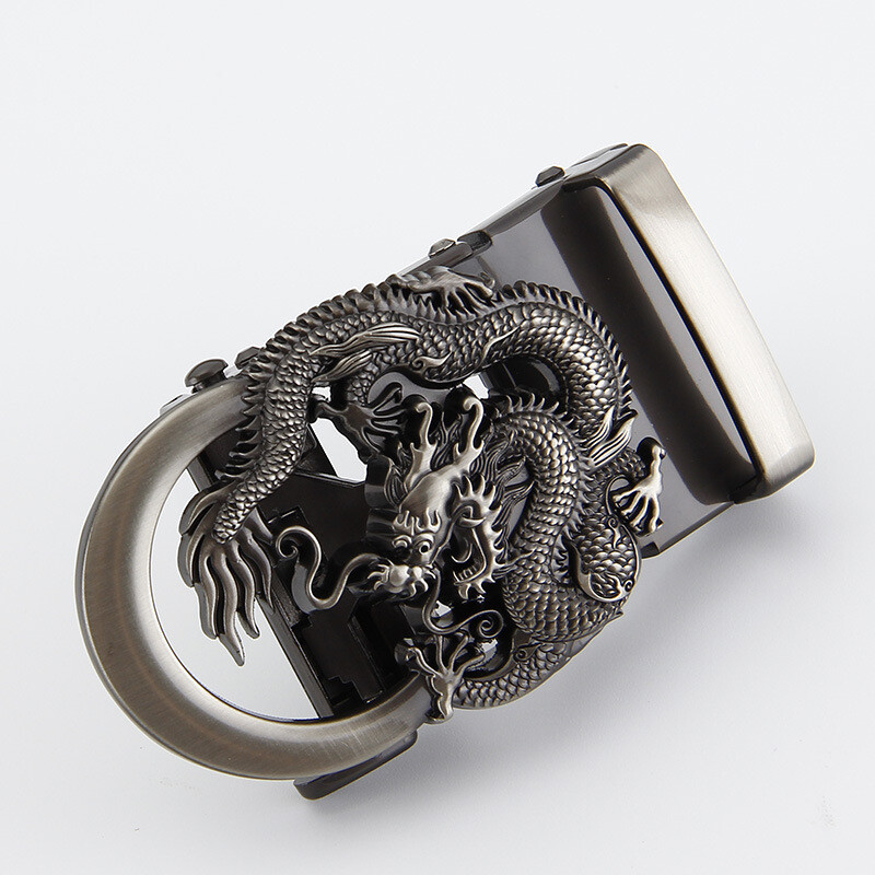 1PC Ratchet Belt Buckle Replacement Dragon Metal Gold Black Retro 1.37&Prime;/35mm