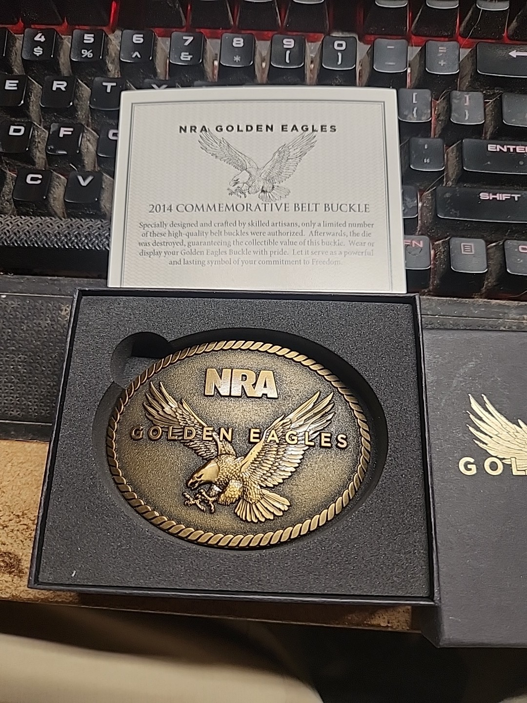 NRA Golden Eagles 2014 Commemorative Belt Buckle NEW