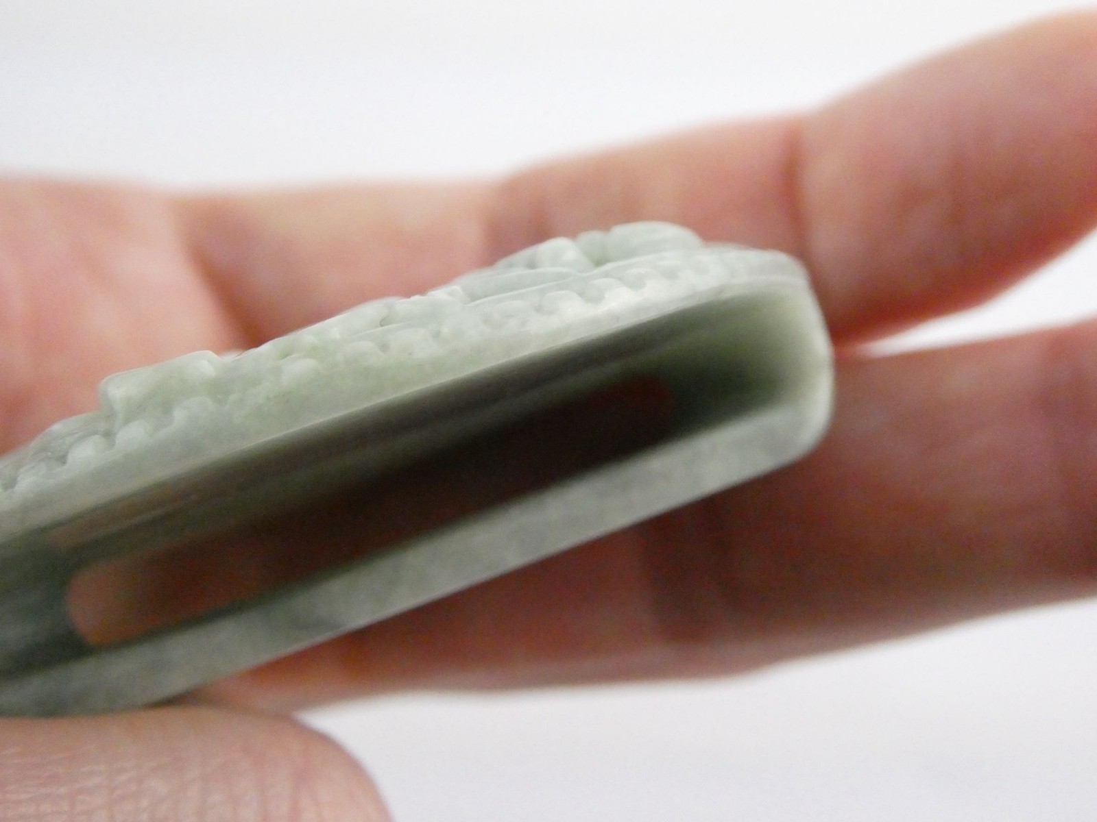 Light Green Jade Carved Dragon Head Foo Dog Belt Buckle 42g 52.05mm Fits 1.5 In