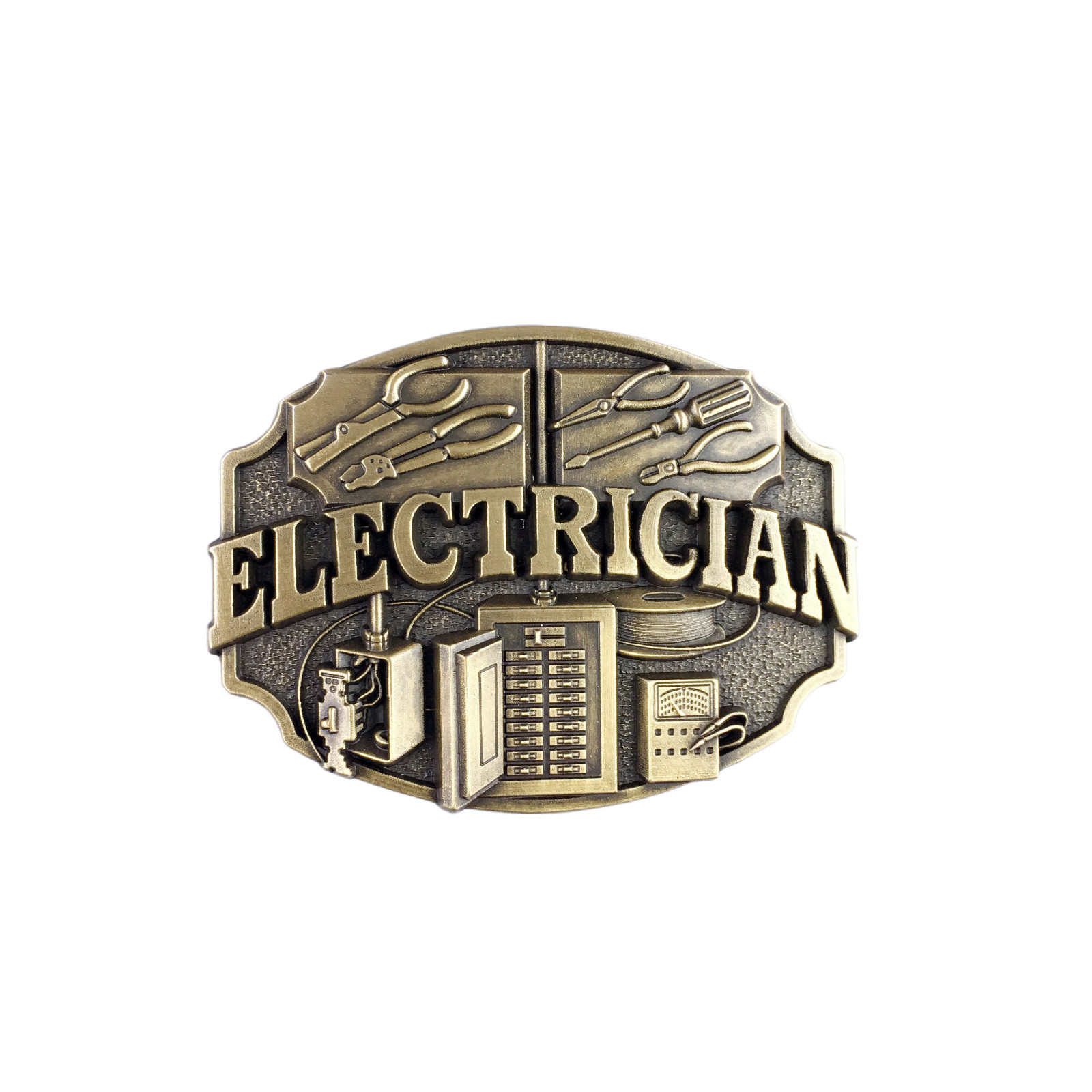 Vintage Bronze Electrician Trades Tradesman Belt Buckle Boucle de Ceinture