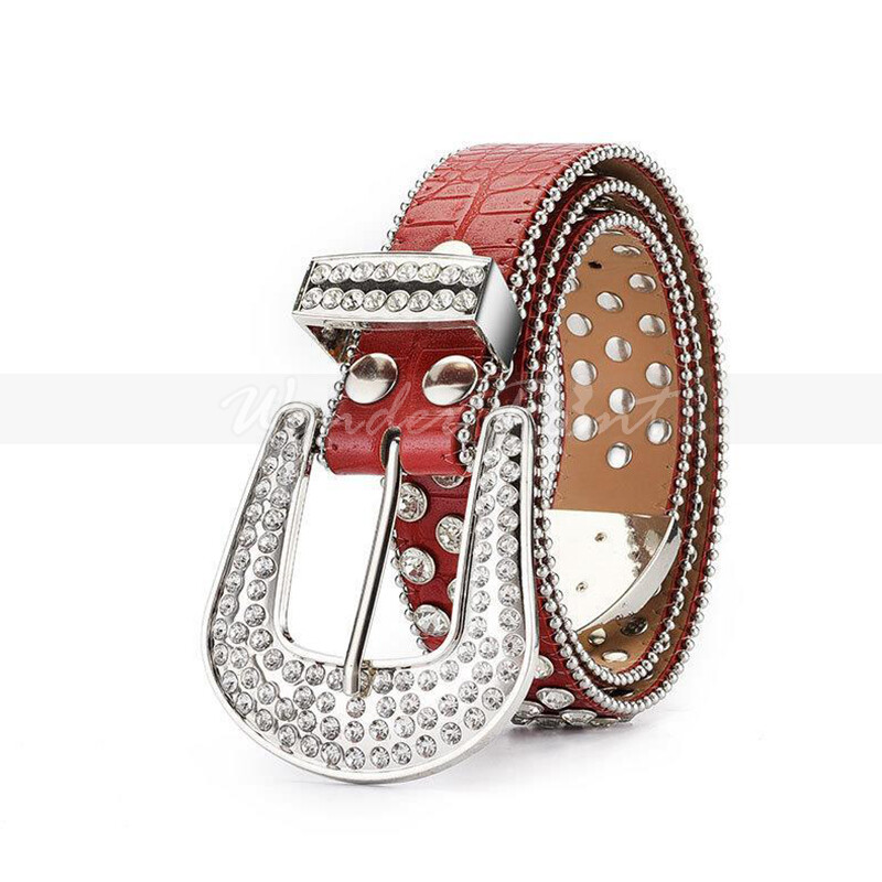 Men Western Rhinestone Studded Belt Punk Cowgirl Cowboy Crystal Belt for Women