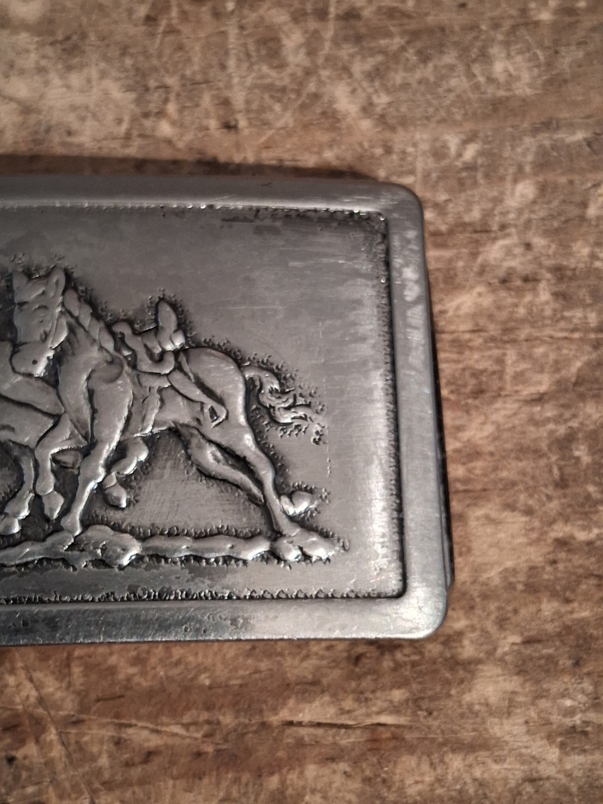 Vintage Belt Buckle Western Steer Wrestling Cowboy Rodeo Pressed 70s