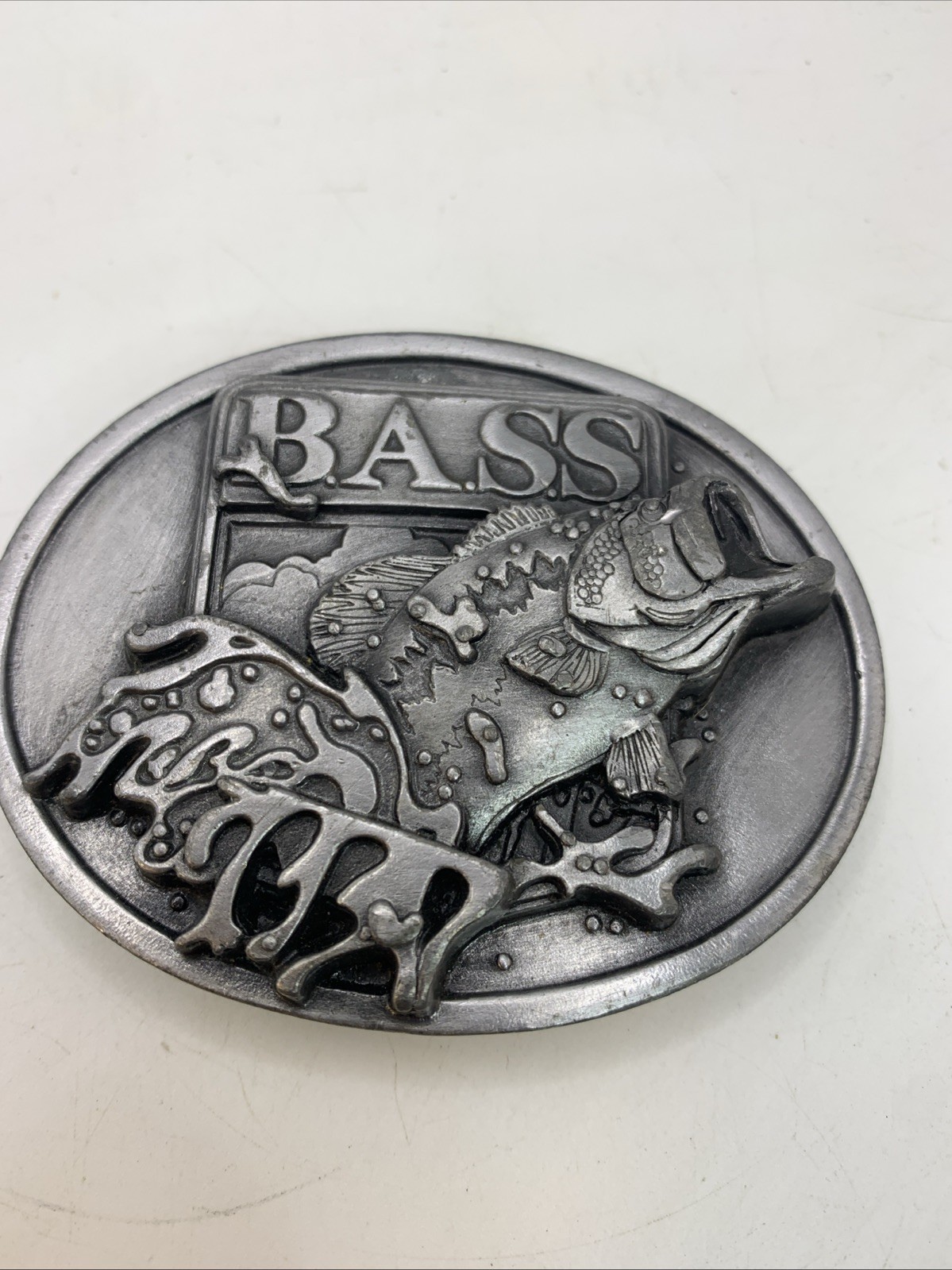 Bass Anglers Sportsman 1990s Society Belt Buckle Made in U.S.A. New No Box Rare
