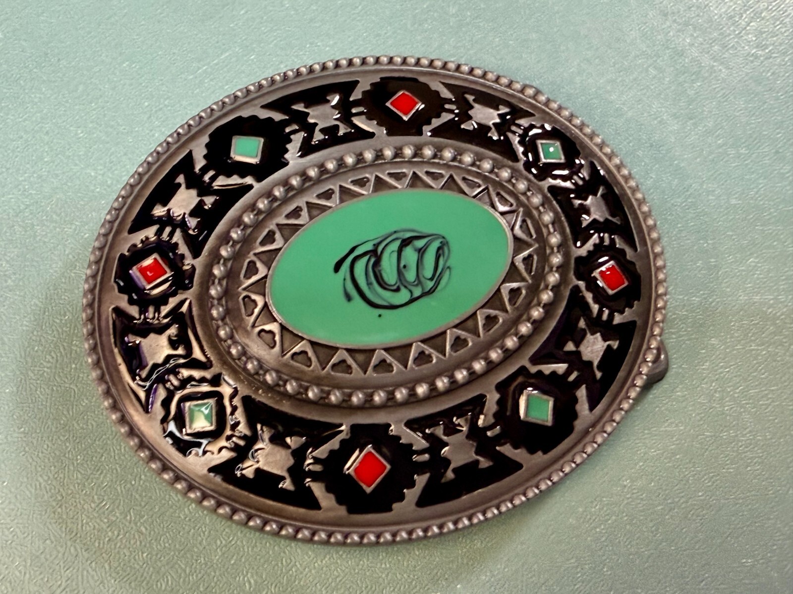 Southwestern Style Native Indian Tribal Art Pattern Enameled Colors Belt Buckle