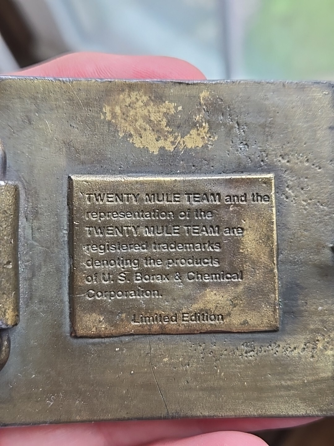 US Borax 1985 The Famous Twenty Mule Team of Death Valley Mining Belt Buckle