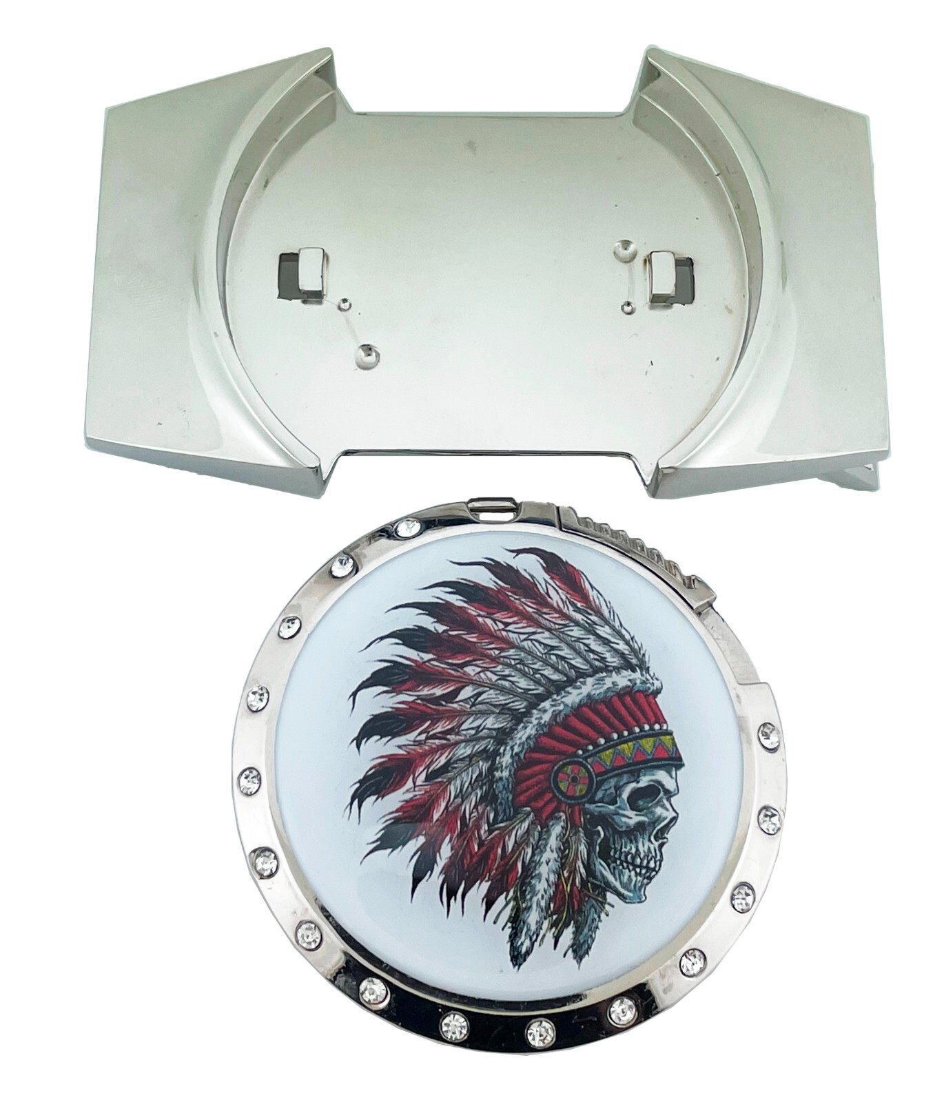 Removable Lighter Belt Buckle Combo New Mens American Chief Skull Western Cowboy
