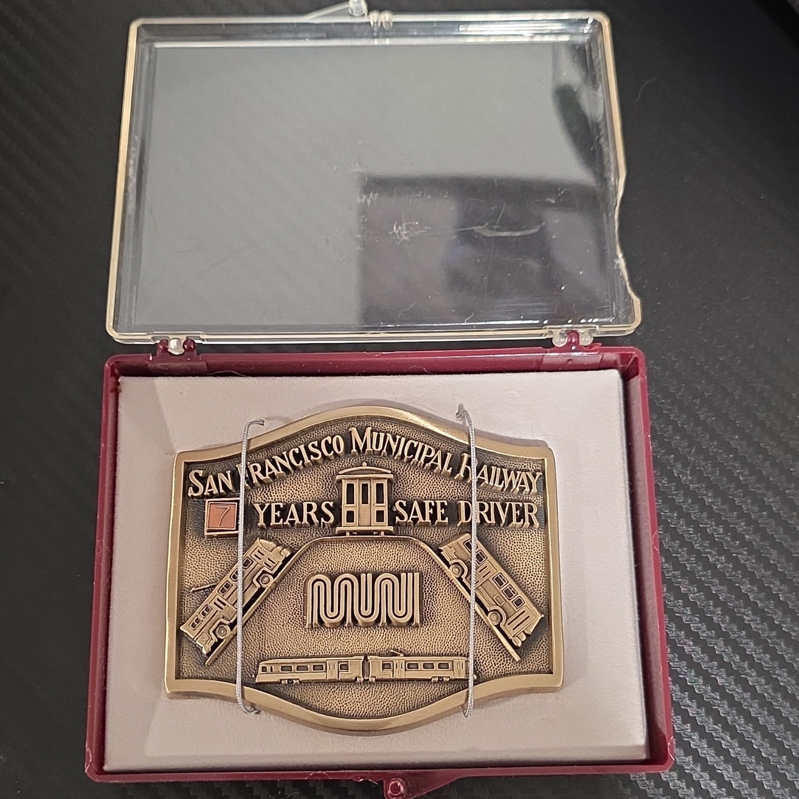 Octanner SF Municipal Railway Safe Driver Gold Tone Brass Belt Buckle 1.75in