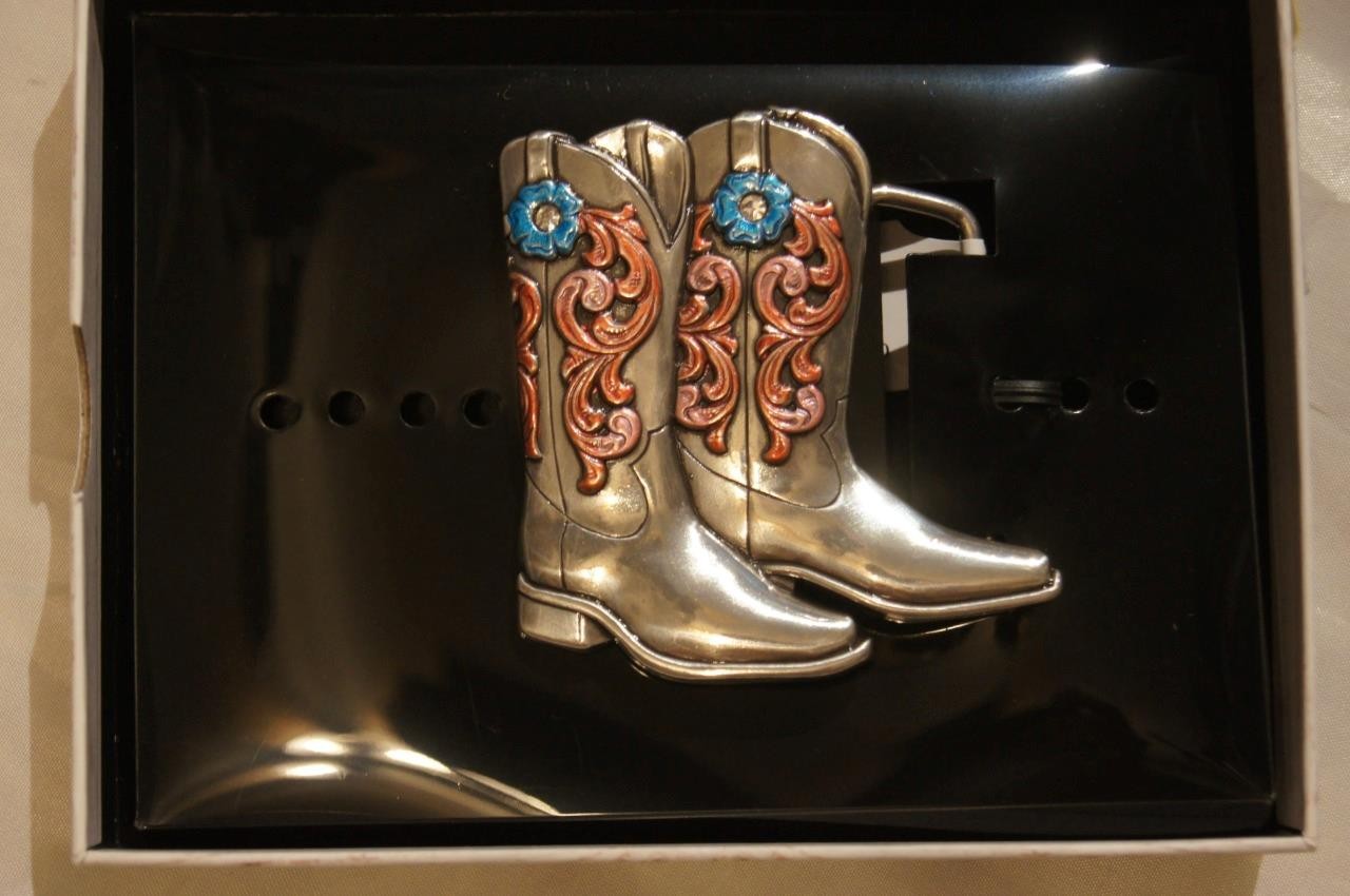 Blazin Roxx Belt Buckle Cowgirl Boots Silver tone 37937