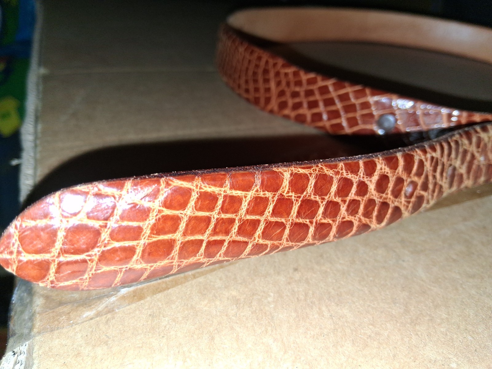 Genuine Alligator Belt Size 36 U.S.A Steer Hide Lining Brown Top Quality Unused