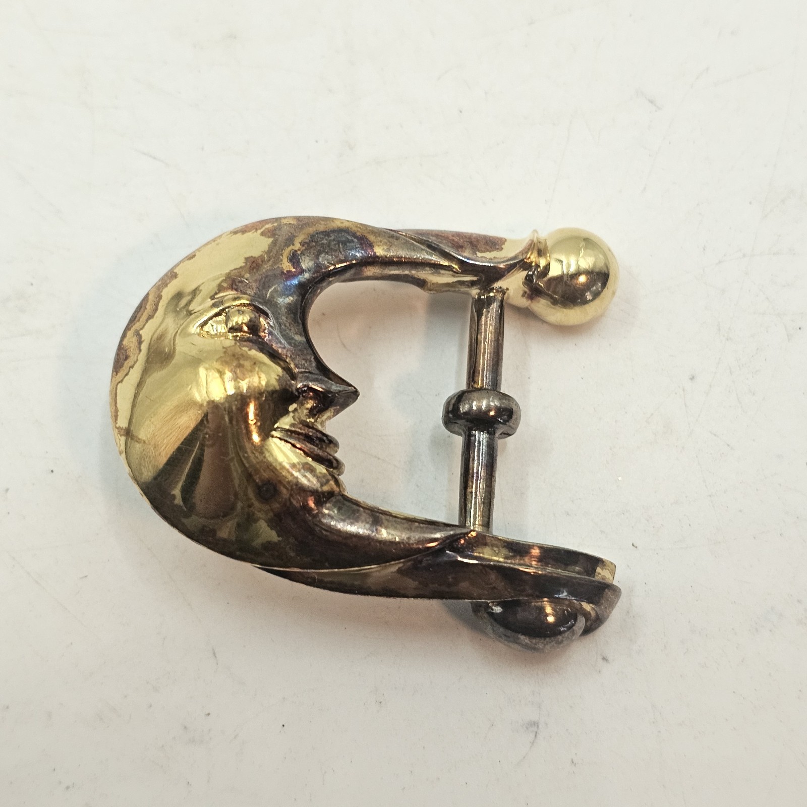 Barry Kieselstein Cord Sterling 925 Gold Vermeil Half Moon Face Buckle Vintage