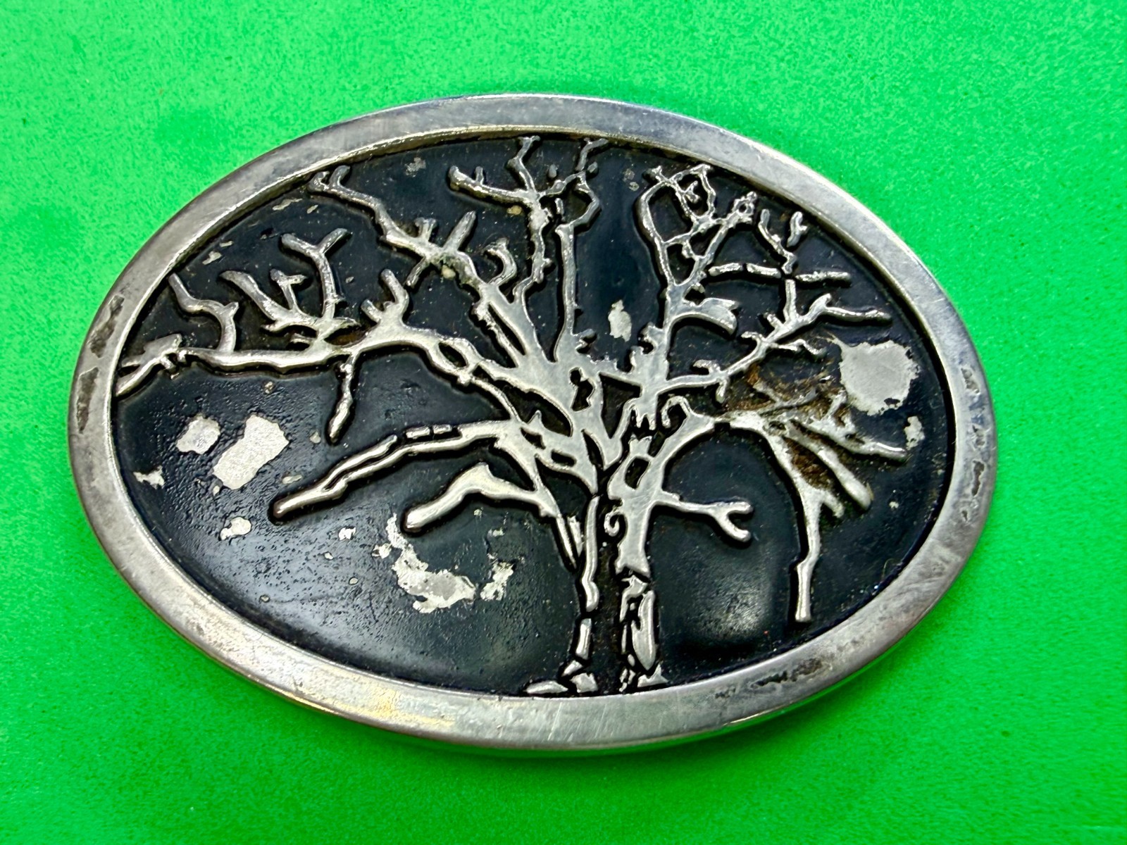 Tree Of Life =Black Enamel Oval Hippy Vibe Belt Buckle To Paint Restore