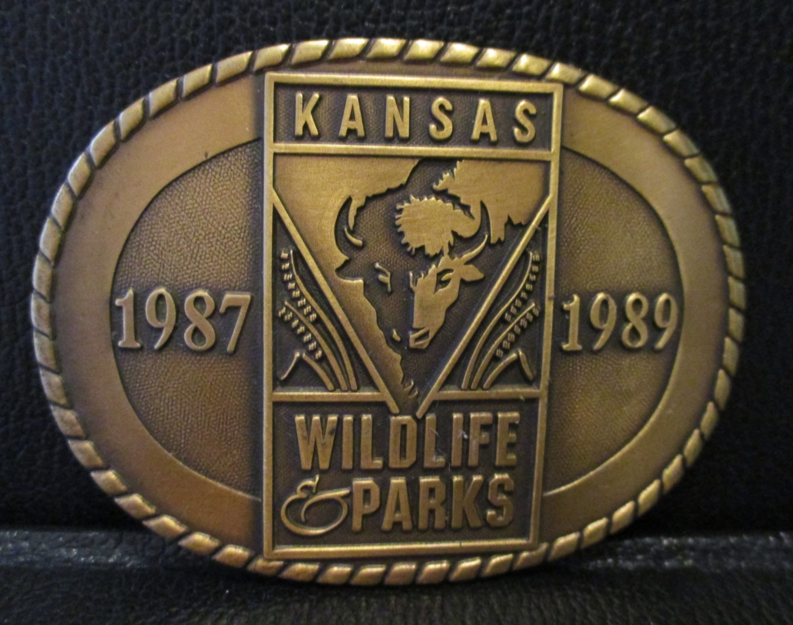 Kansas Department of Widlife & Parks 1989 Belt Buckle Bison Buffalo Logo Ltd Ed
