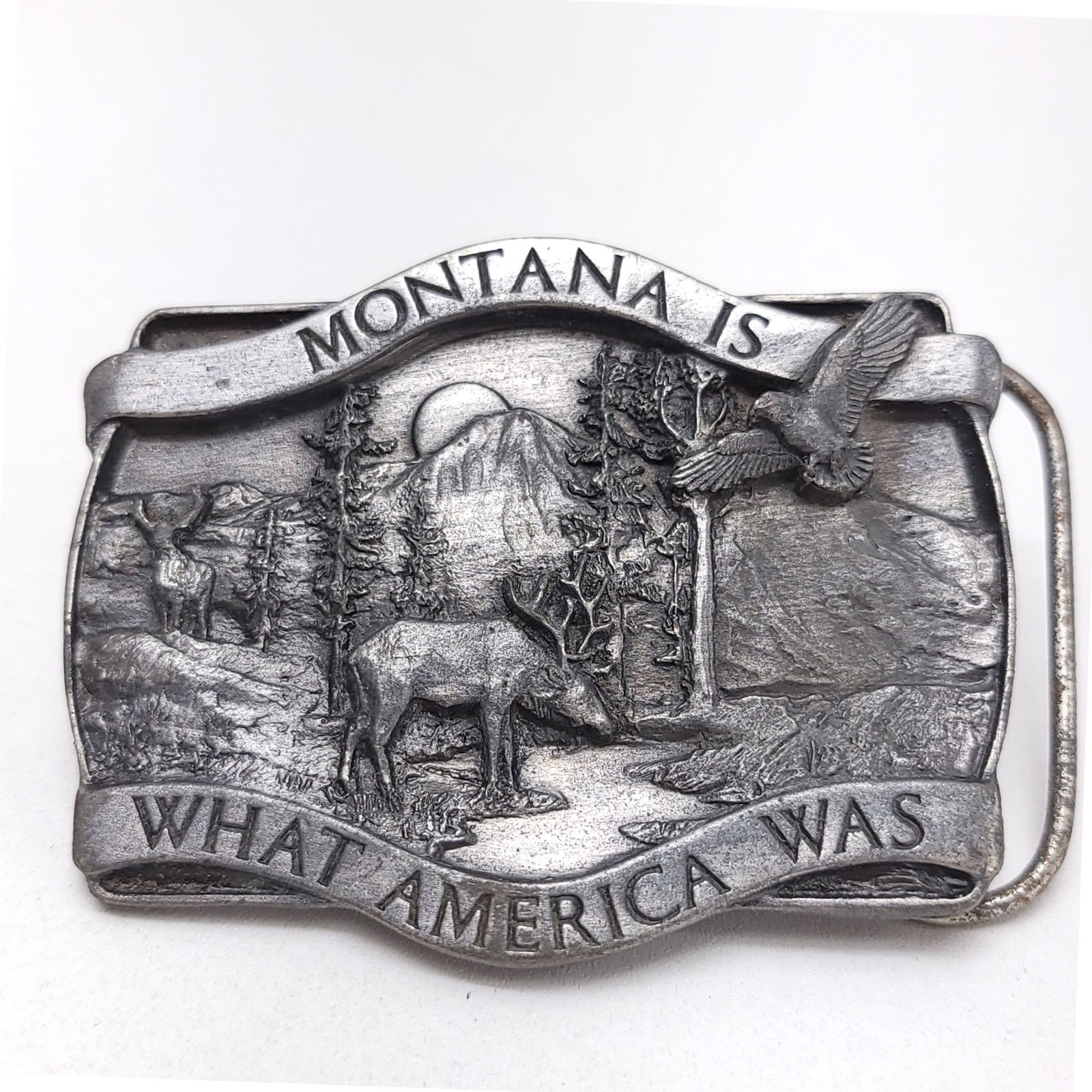 Vintage 1981 Bergamot Brass Works Montana Is What America Was Belt Buckle C-20