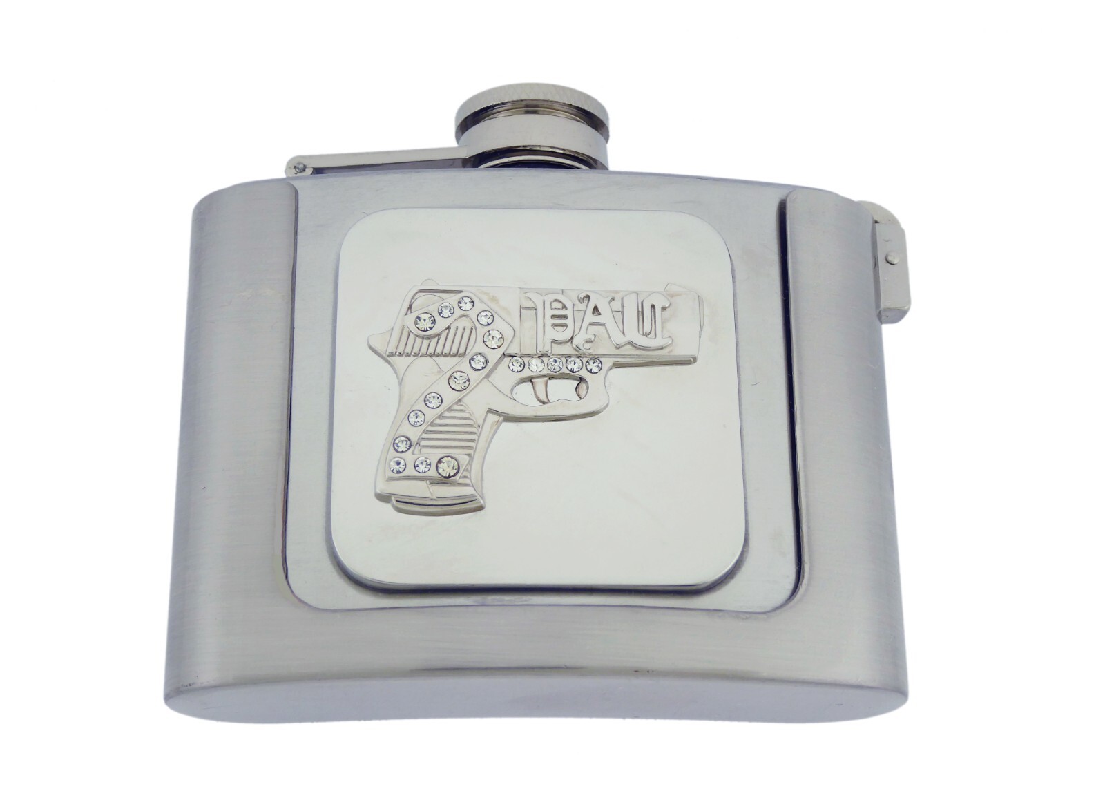 Flask Belt Buckle Gothic Tribal Chrome Western Silver Halloween Tattoo Topac Gun