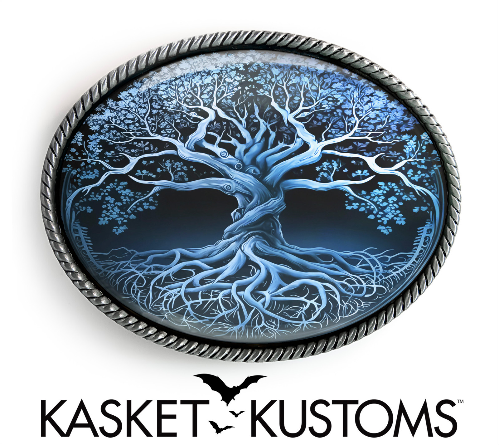 Tree of Life Belt Buckle – Ornate Celtic Pagan Art Handmade Resin Buckle – 924