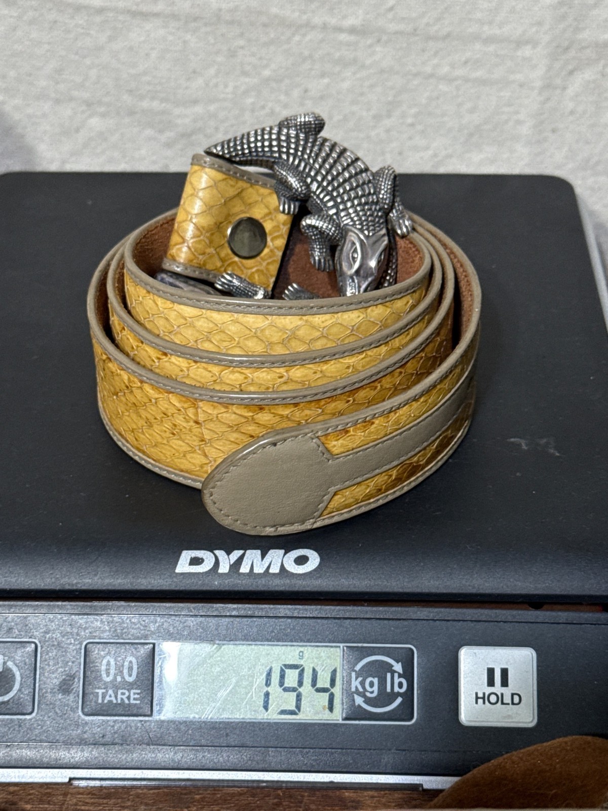 G.J. Deegan Sterling Silver Alligator Buckle Python Skin Belt 194g 925