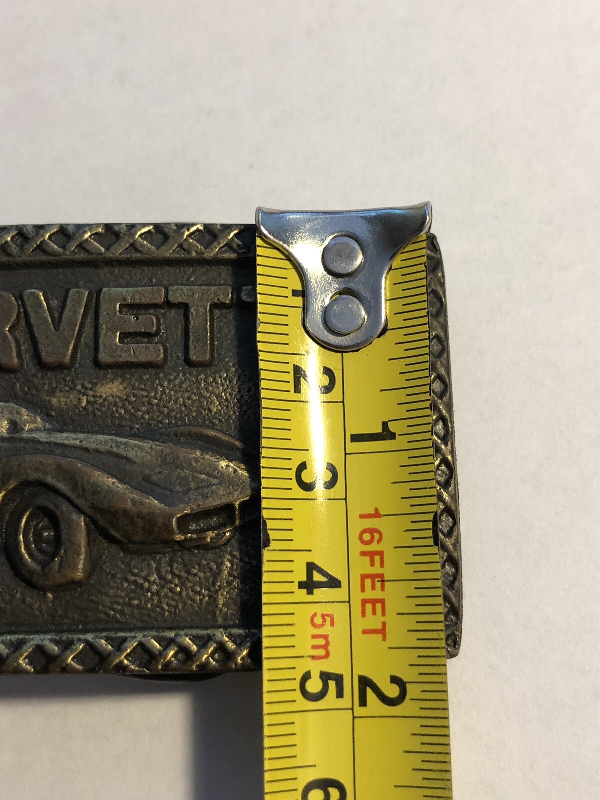 Vintage 1970&rsquo;s Solid Brass Chevy Corvette Belt Buckle