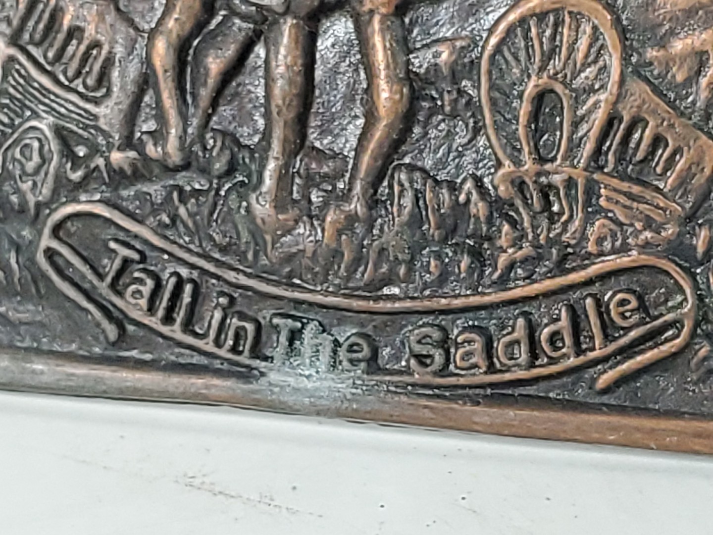 Tall In The Saddle Western Belt Buckle READ 2 1/2 x 3 1/2 Metal