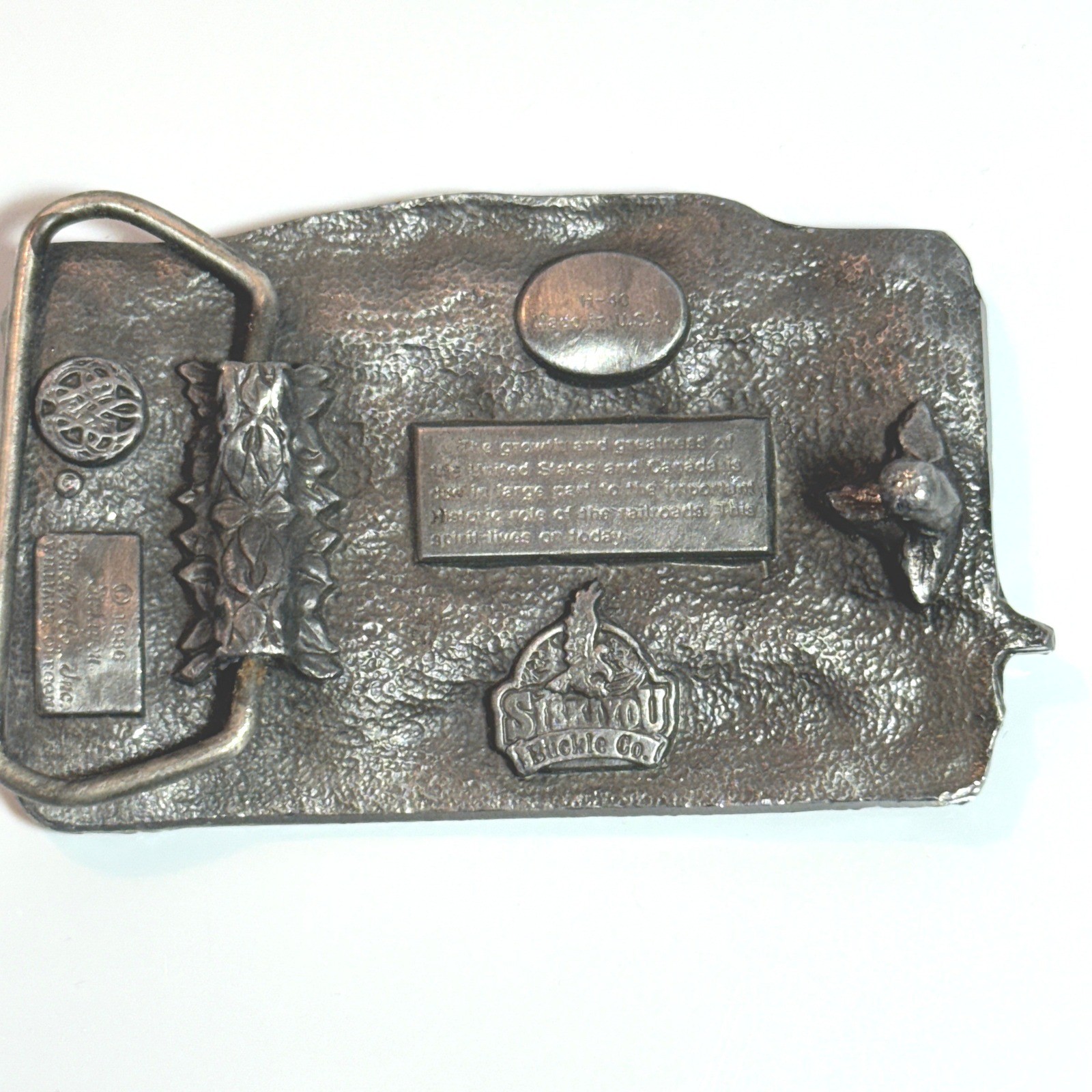 Vintage Western Train Buckle Metal American Railroad Steam Engine Sisskiyou 1986