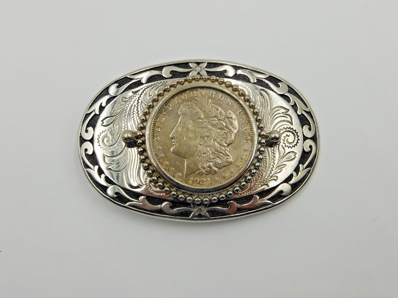 SOUTHWESTERN 1921 MORGAN SILVER DOLLAR BELT BUCKLE / GREAT FATHER&rsquo;S DAY GIFT!