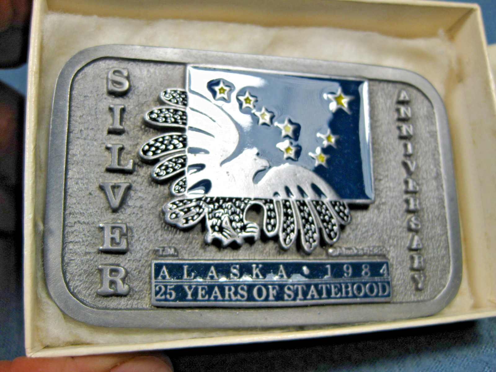 Alaska Silver 25th Anniversary 1983 Pewter 1 3/4&Prime; Belt Buckle Limited Numbered