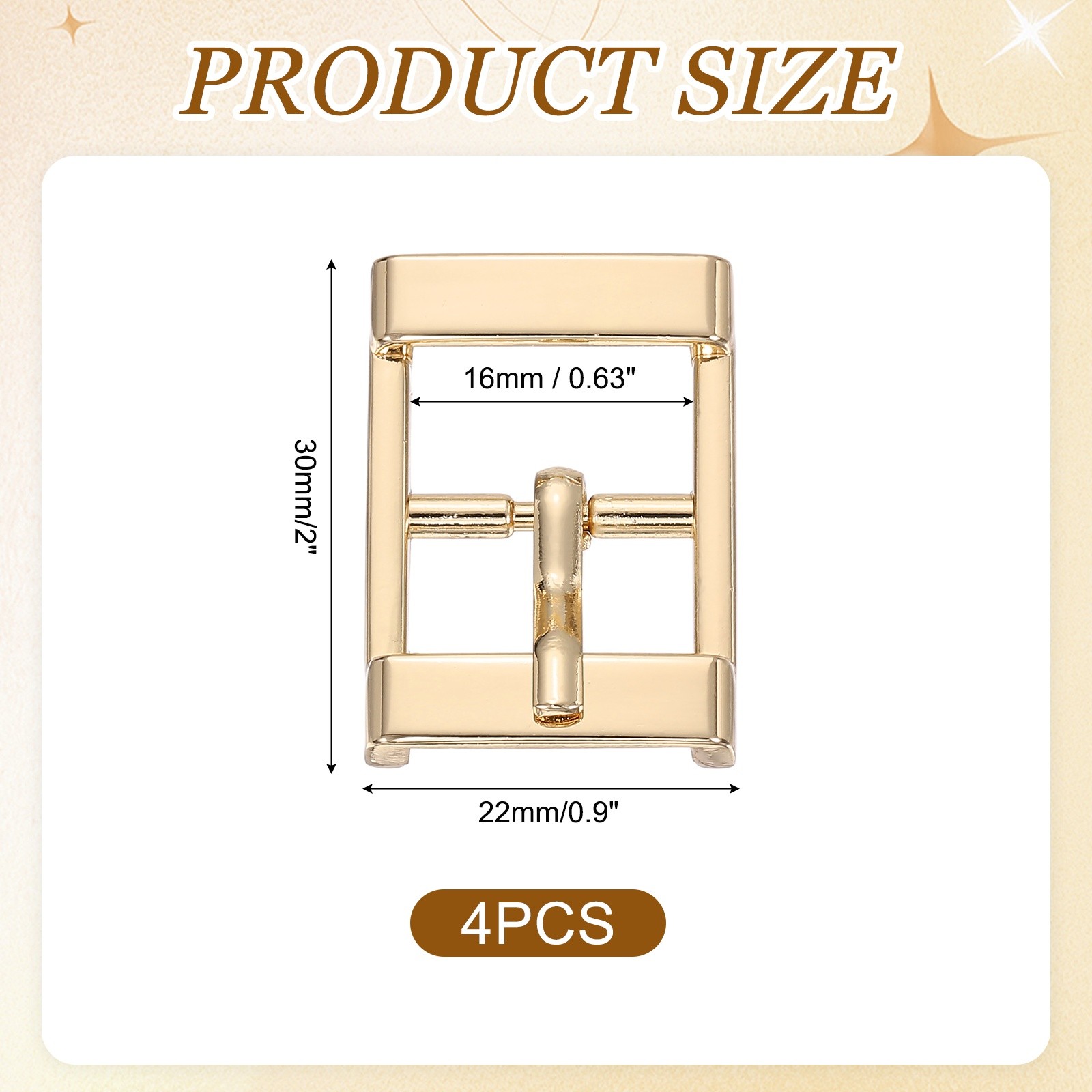 4Pcs Single Prong Belt Buckle 0.63&Prime; ID Metal Roller Buckle for Belt, Light Gold