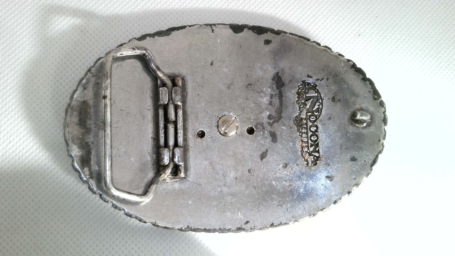 Nocona Western Belt Buckle Silver Gold Floral Oval Letter C