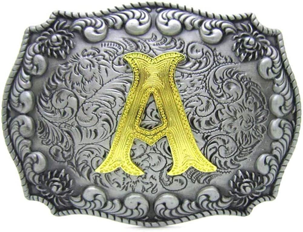 Initial Letters ABCDJST to Z Cowboy Rodeo Large Gold Silver Unisex Belt Buckles