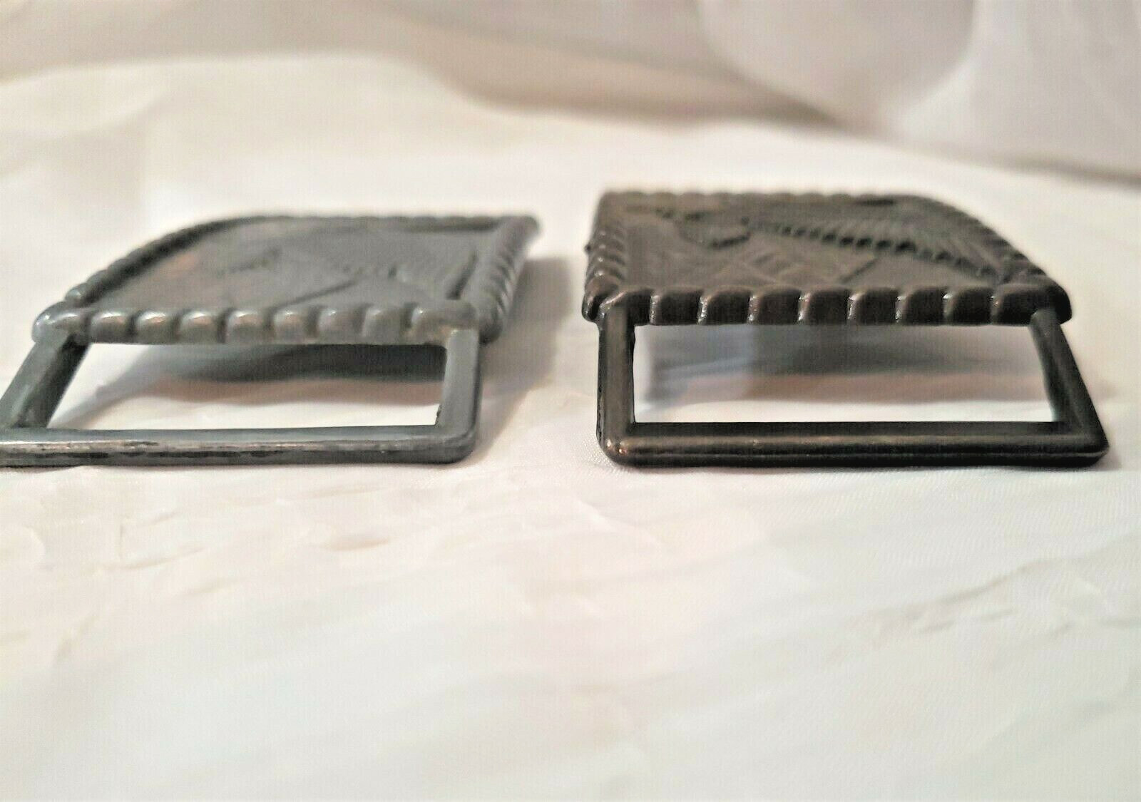 (2) American Eagle Wing Span, Mountains, Soaring, Flying, Primitive Belt Buckles
