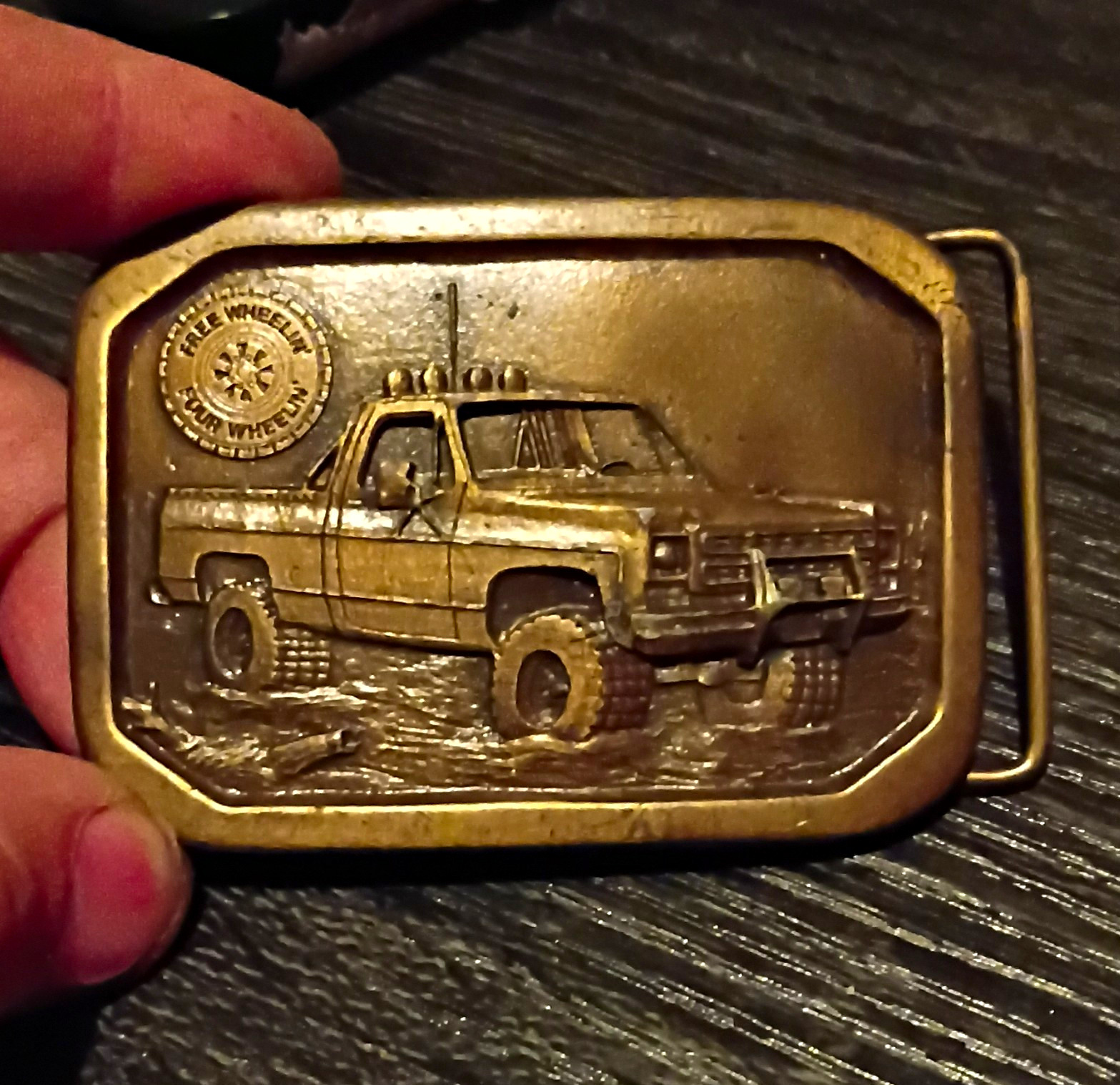 1977 Square Body Truck Belt Buckle Brass/Gold Color