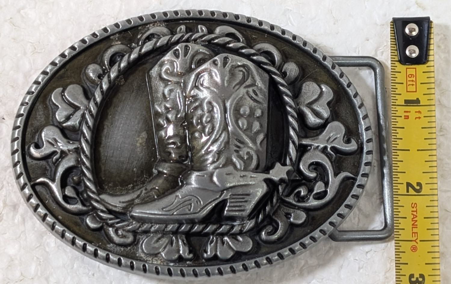 Western Cowboy Boots Metal 4&Prime; Belt Buckle Farm Ranch Metal Unisex