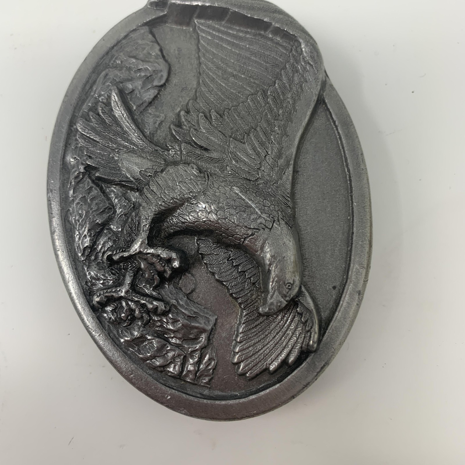 Vintage Bergamot Brass Works Pewter Eagle Belt Buckle USA Bird Wildlife Art