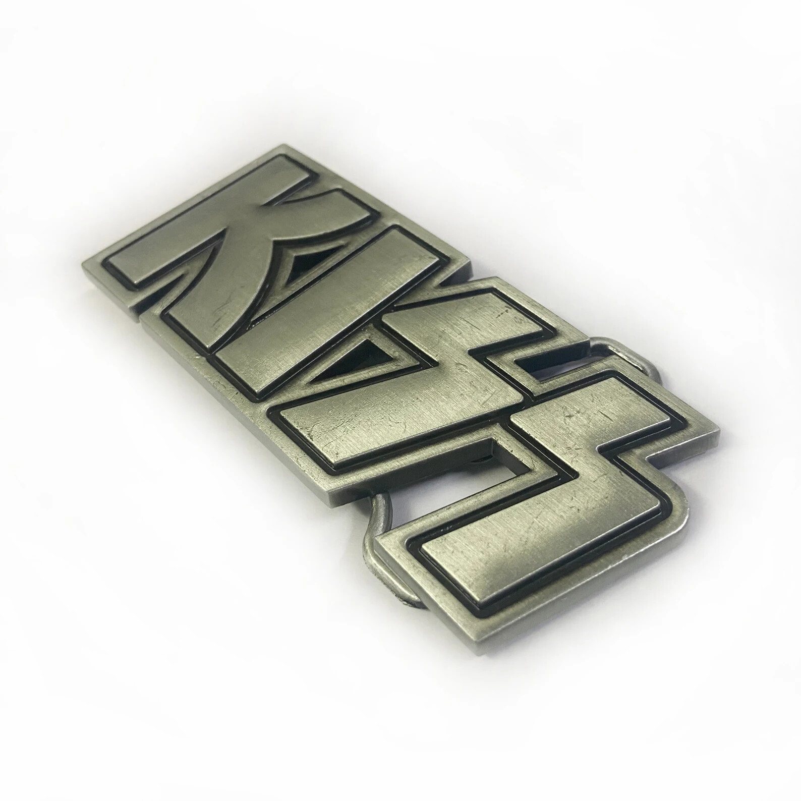 KISS Belt Buckle logo Chrome silver Gene Paul Ace Peter Zinc Alloy rock metal