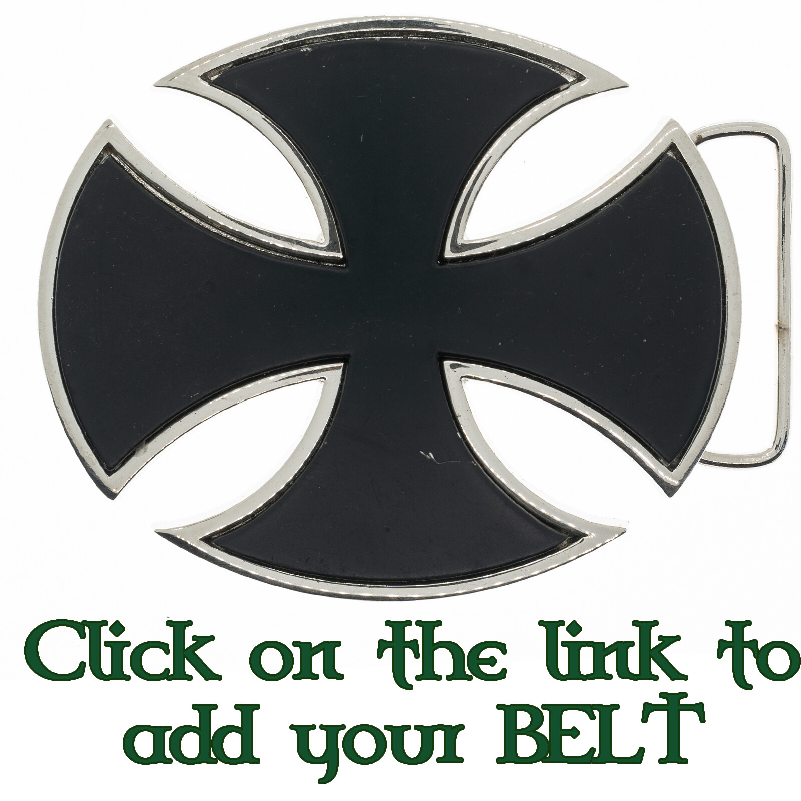 Iron Cross Belt Buckle Biker Gothic German Rock Maltese Knight