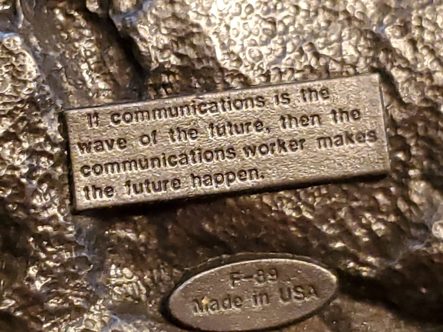 1990 Communications Worker Belt Buckle Occupational Lineman Siskiyou Pewter