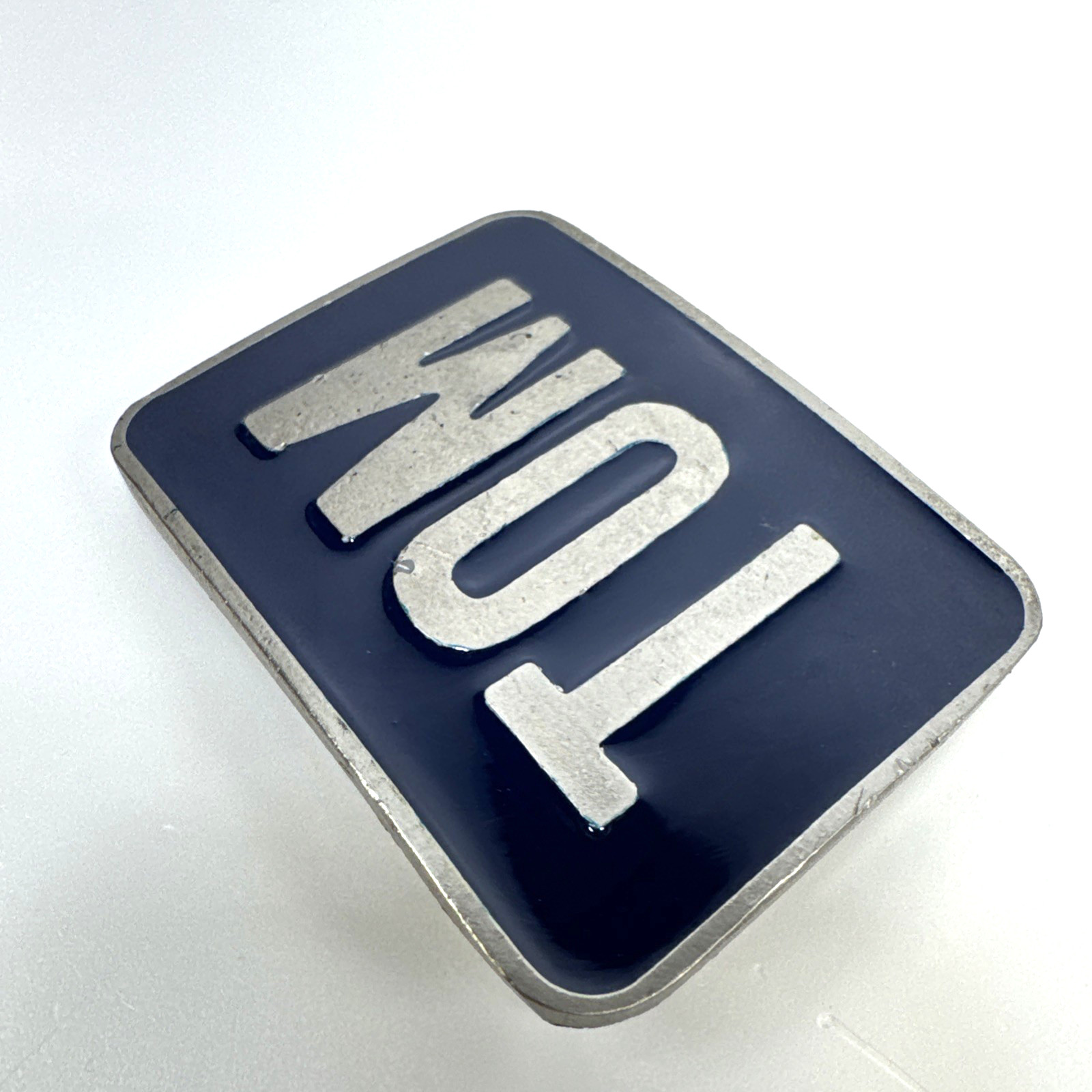 Vintage Metal Belt Buckle Blue Name Tom