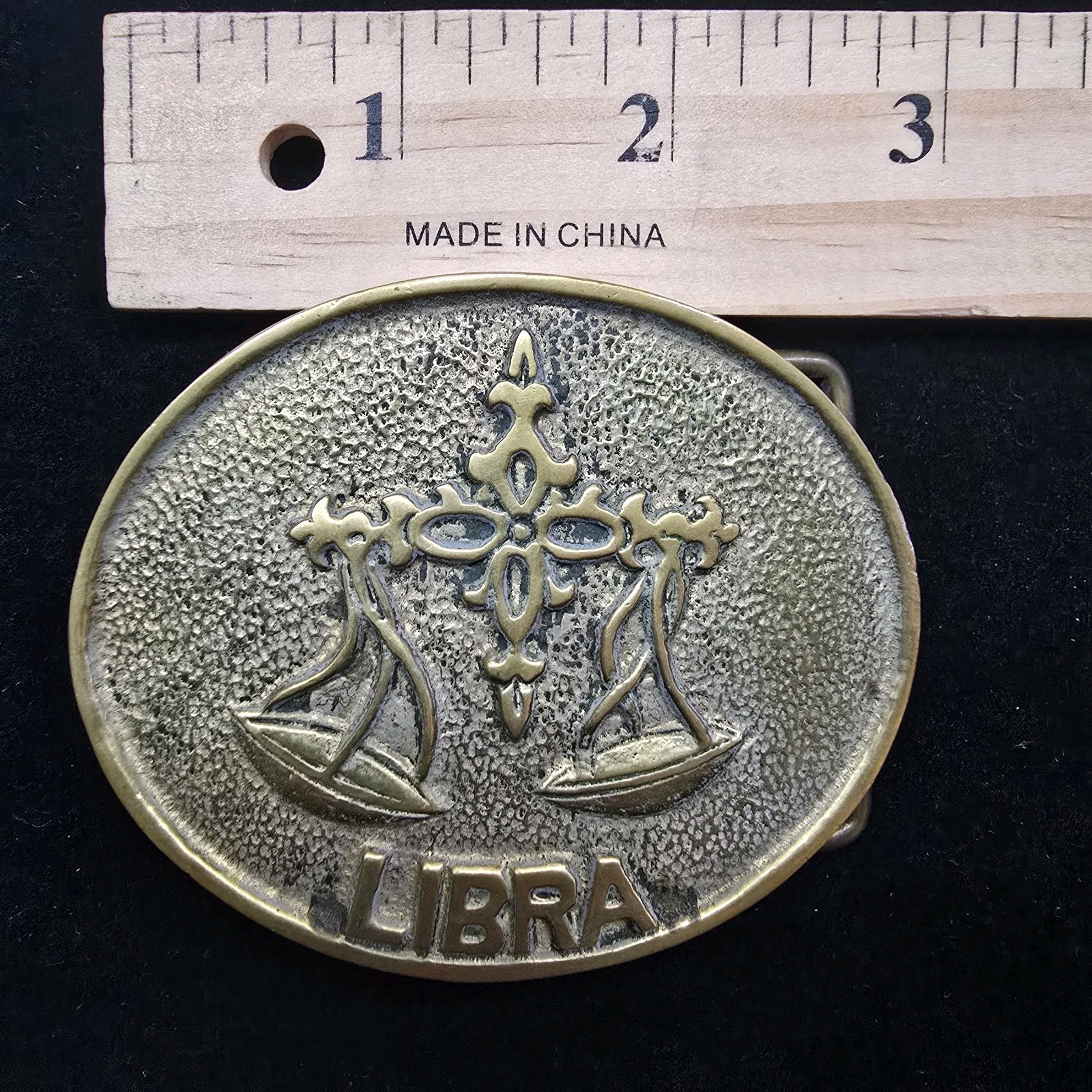 Vintage Libra Brass Belt Buckle Scales Horoscope Astrological Zodiac Sign