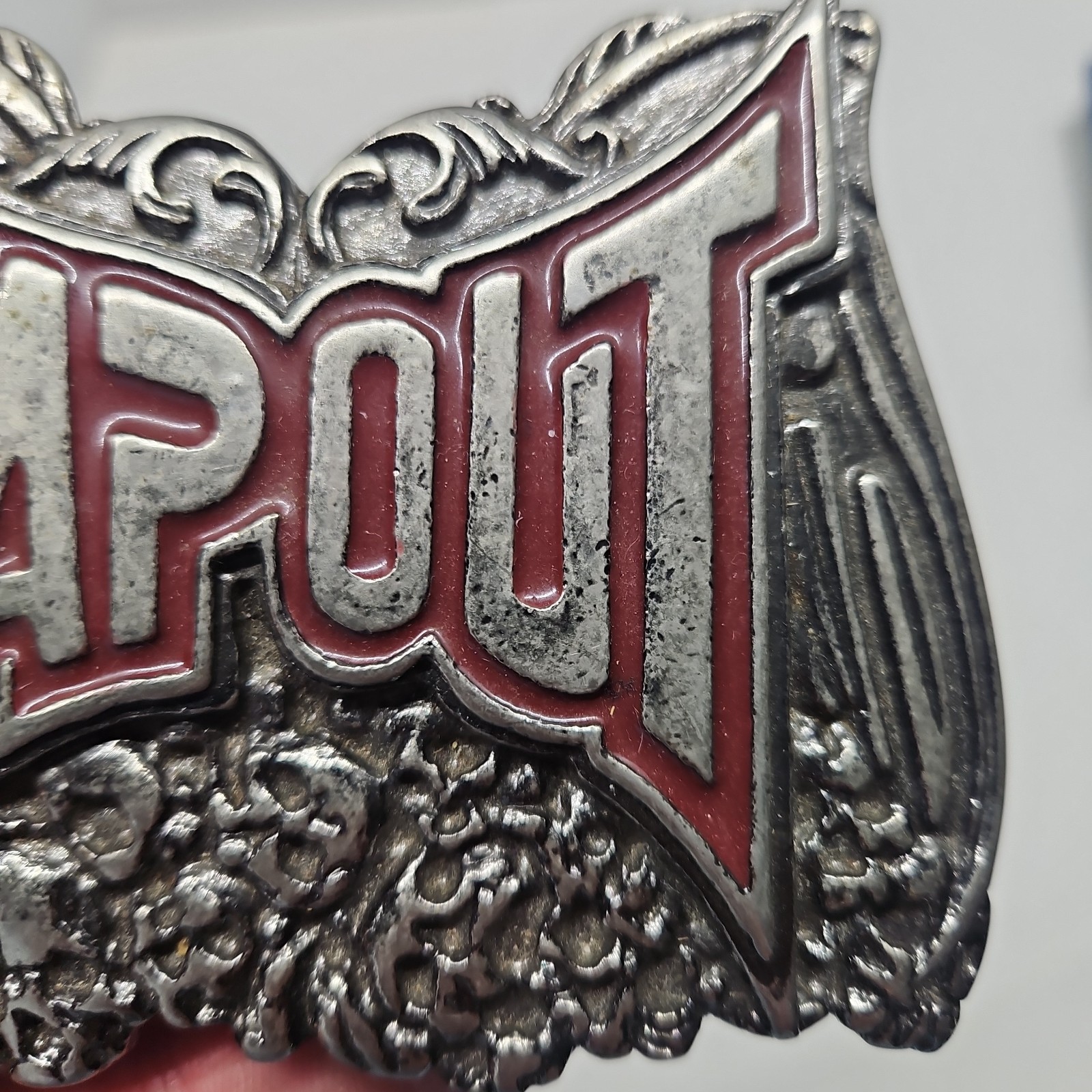 Vintage MMA UFC TAPOUT Belt Buckle Heavy Metal Skulls Graveyard Belt Buckle