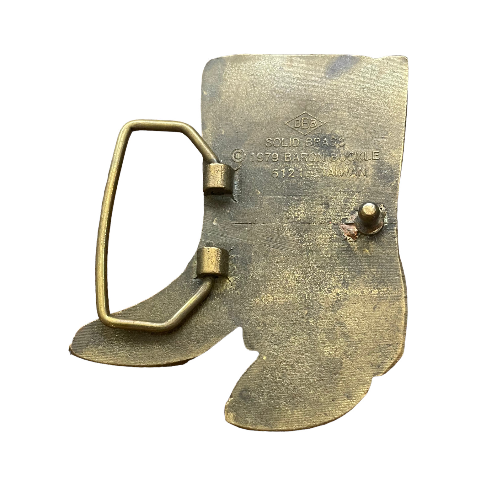 Vintage 1979 Solid Brass Cowboy Boots Belt Buckle by Baron Rockabilly