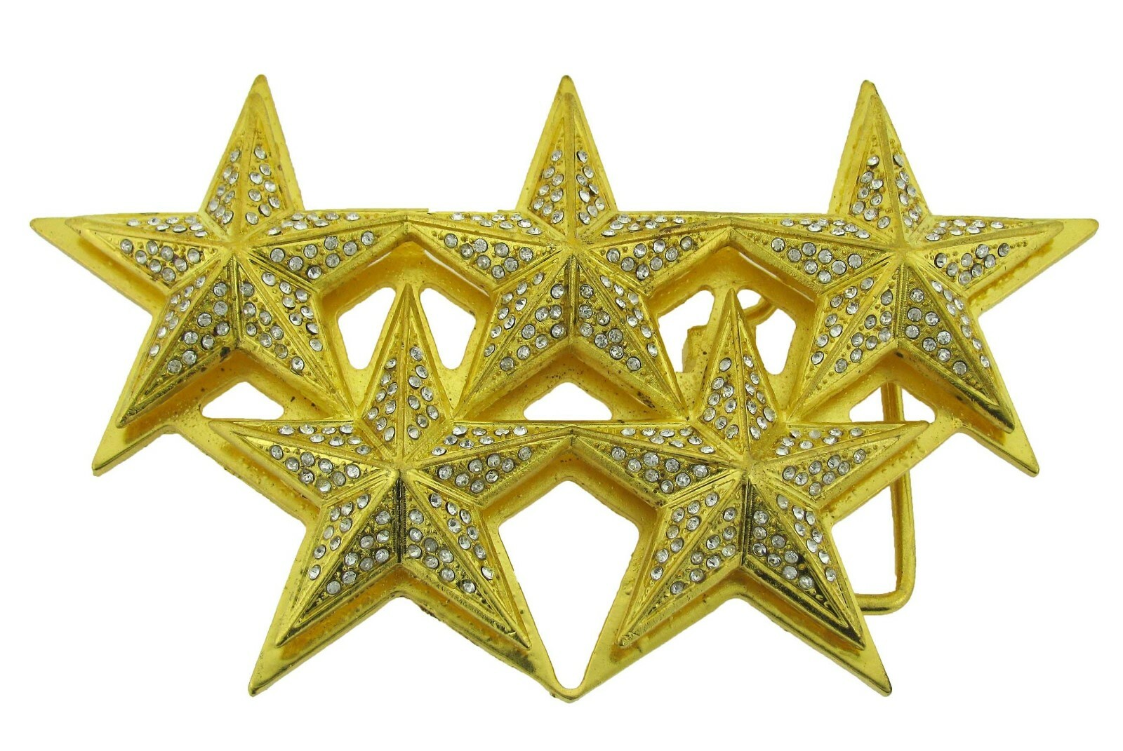 Rock Rebel Silver Famous Star & Strapes Belt Buckle Silver Gold Bling men women