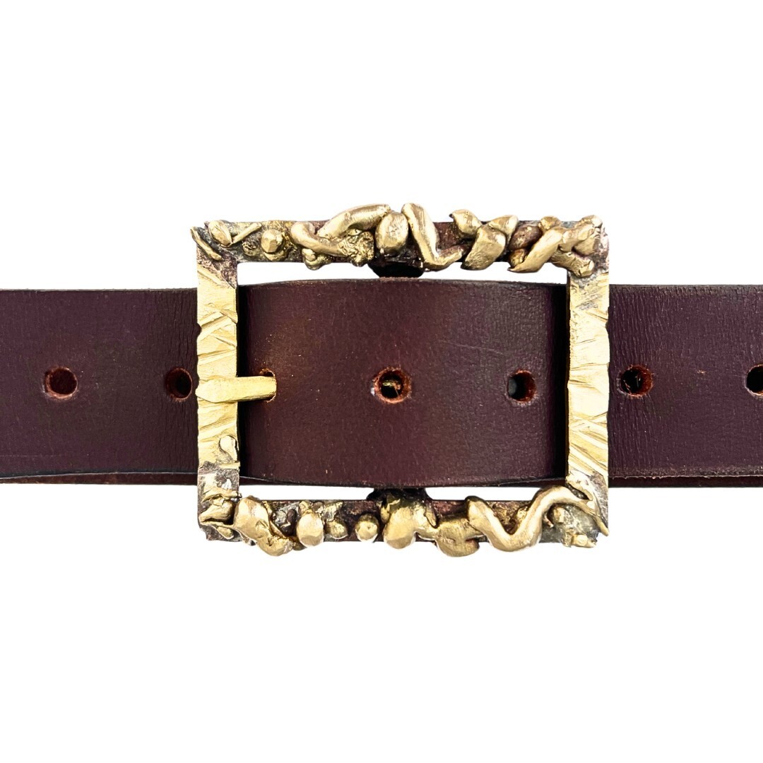Handmade Solid Brass Belt Buckle USA | 1.5&Prime; Retro Artisan Buckle Men & Women